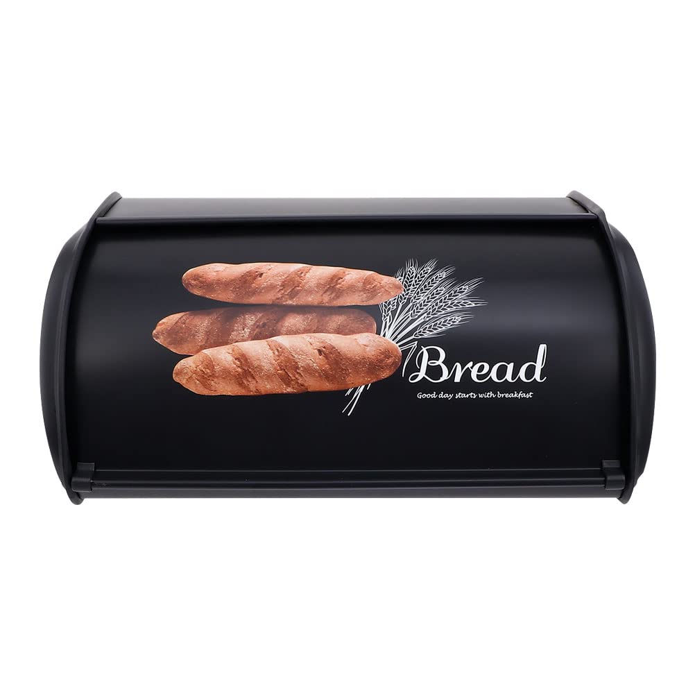 LUOZZY Bakery Bread Storage Container - Airtight Multipurpose Kitchen Bread Box for Home, Pantry & Bakery Use | Perfect for Storing Bread, Pastries & Baked Goods - Black