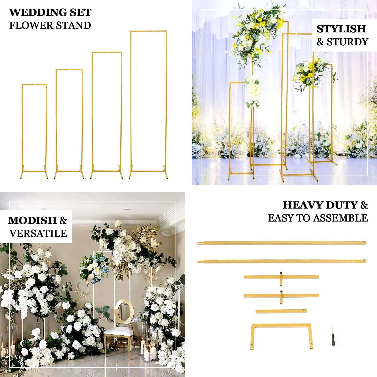 5.5ft Gold Wedding Flower Stand - Metal Backdrop & Vase Column for Wedding Decor