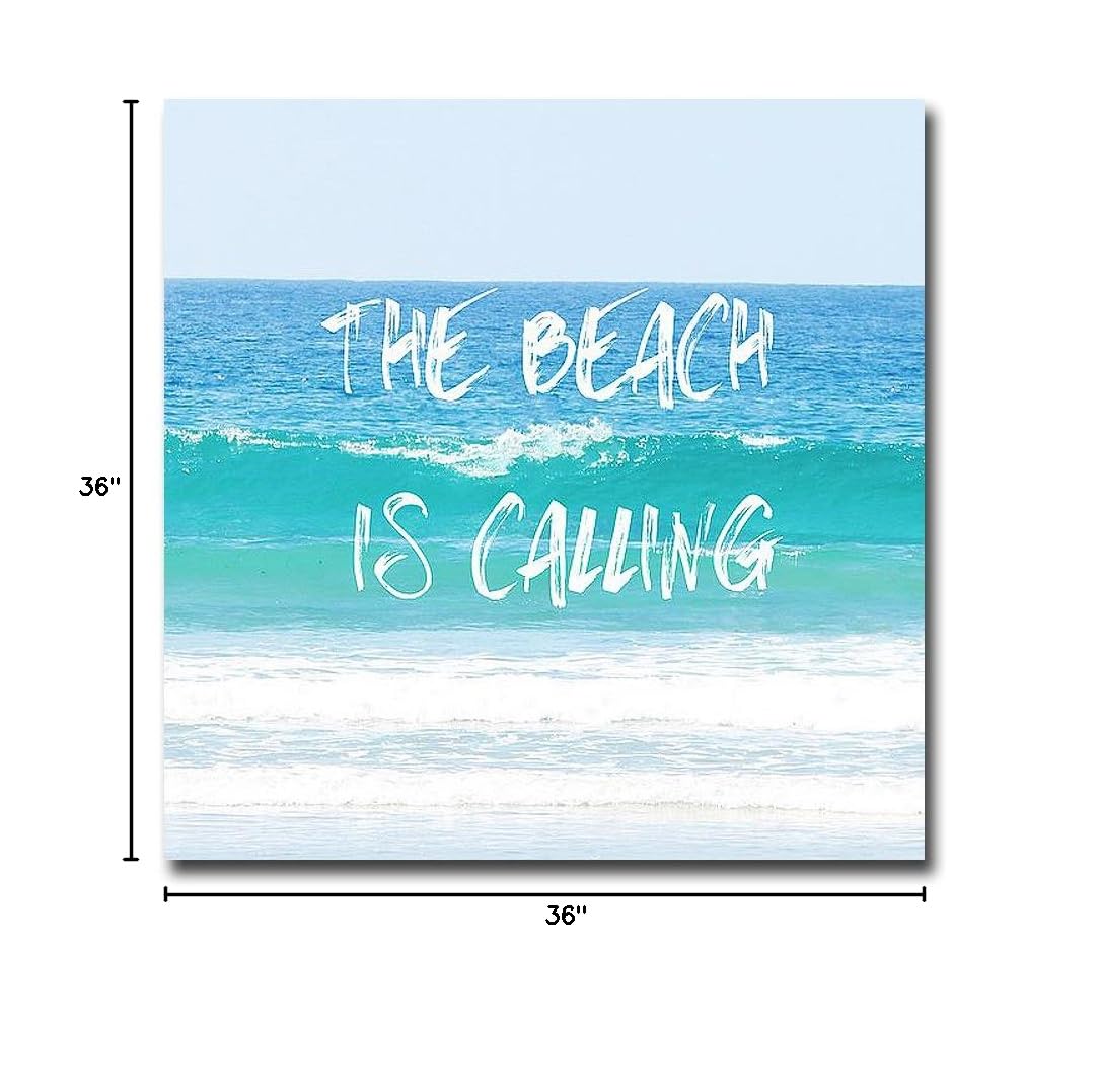 Artistic Home Gallery 3636Q278IG Beach is Calling Wall Art - Coastal Decor for Living Room, Bedroom & Office - Perfect Beach House Decorations for Summer Vibes