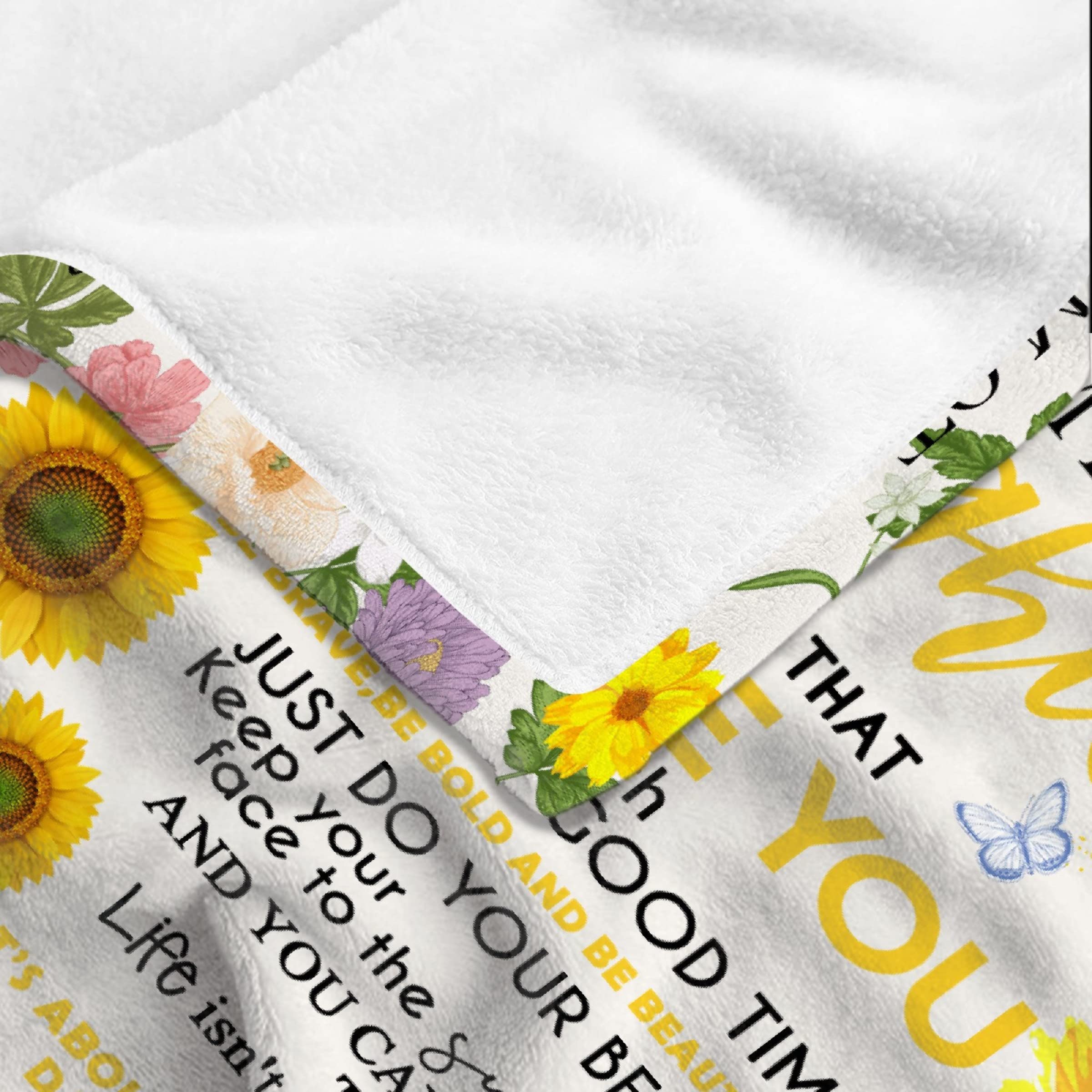 Sunflower 'I Love You' Throw Blanket for Daughter - Soft Warm Cozy Lightweight Quilt 90