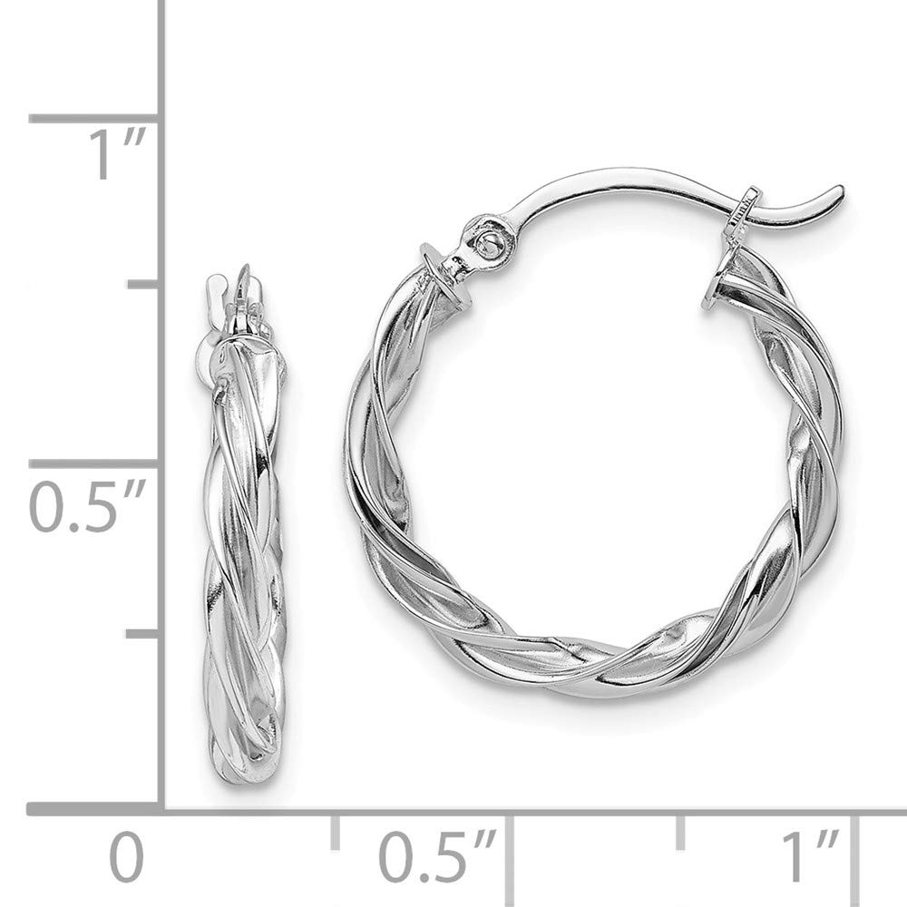 14K White Gold Twisted Hoop Earrings for Women - 20mm x 19mm Dainty Chunky Hoops, Perfect for Everyday Wear, Parties & Gifts