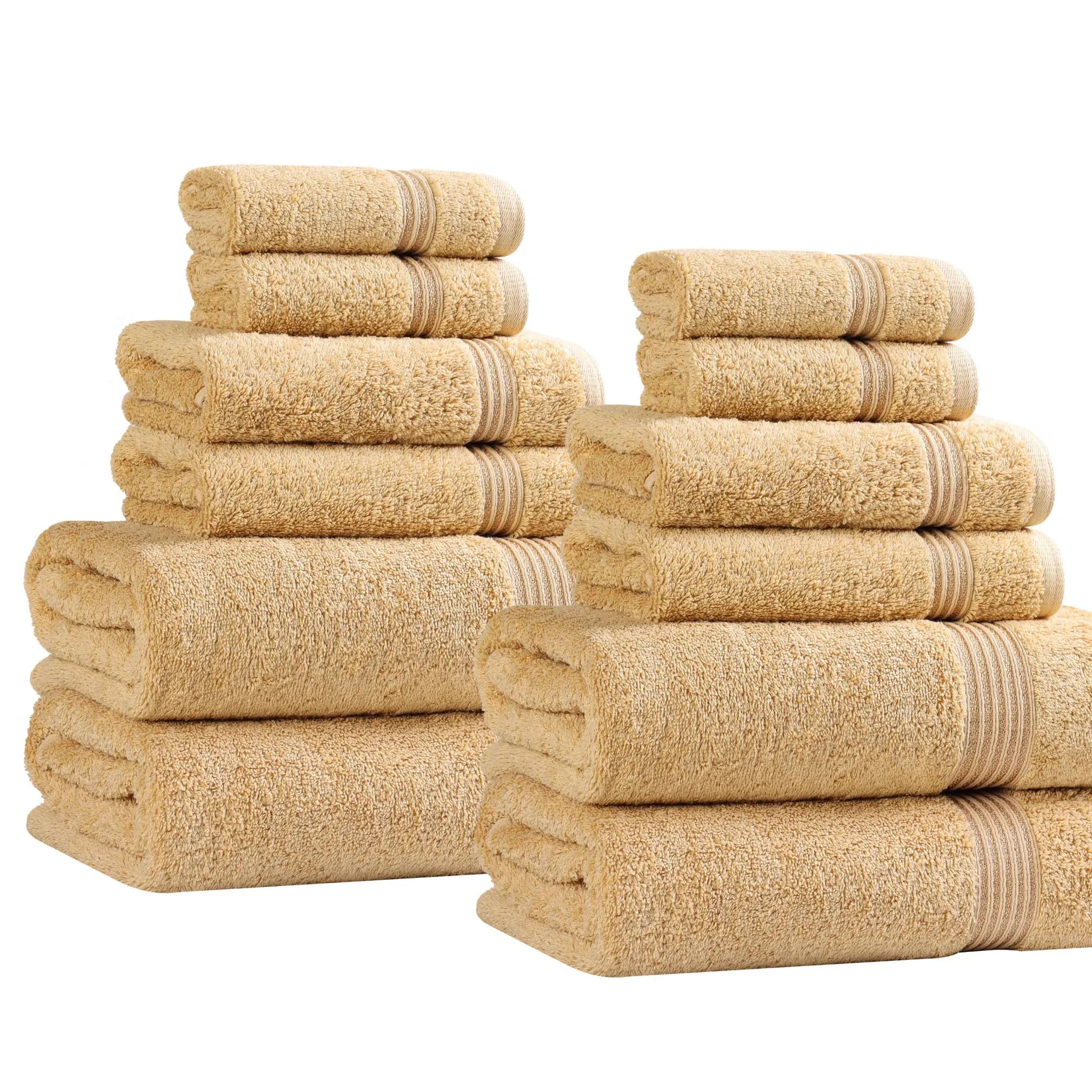 Premium 12-Piece Egyptian Cotton Towel Set - Ultra Soft, Highly Absorbent Bath & Beach Towels for Luxury Spa, Hotel, and Home Use