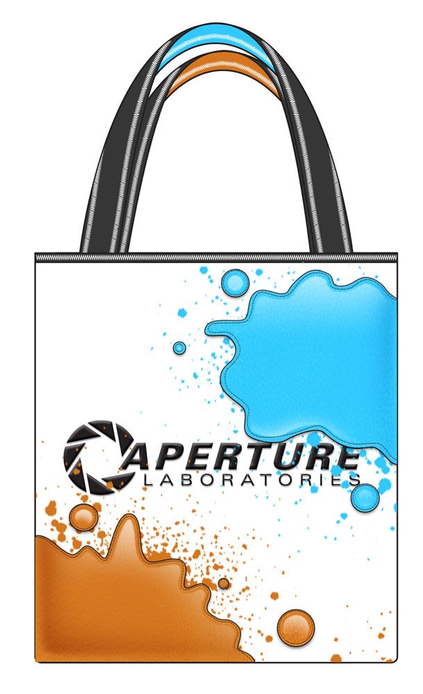 Aperture Science Portal Themed Shopping Tote Bag - Splat Design from A Crowded Coop - Perfect for Gamers, Comic Con & Geek Culture Events