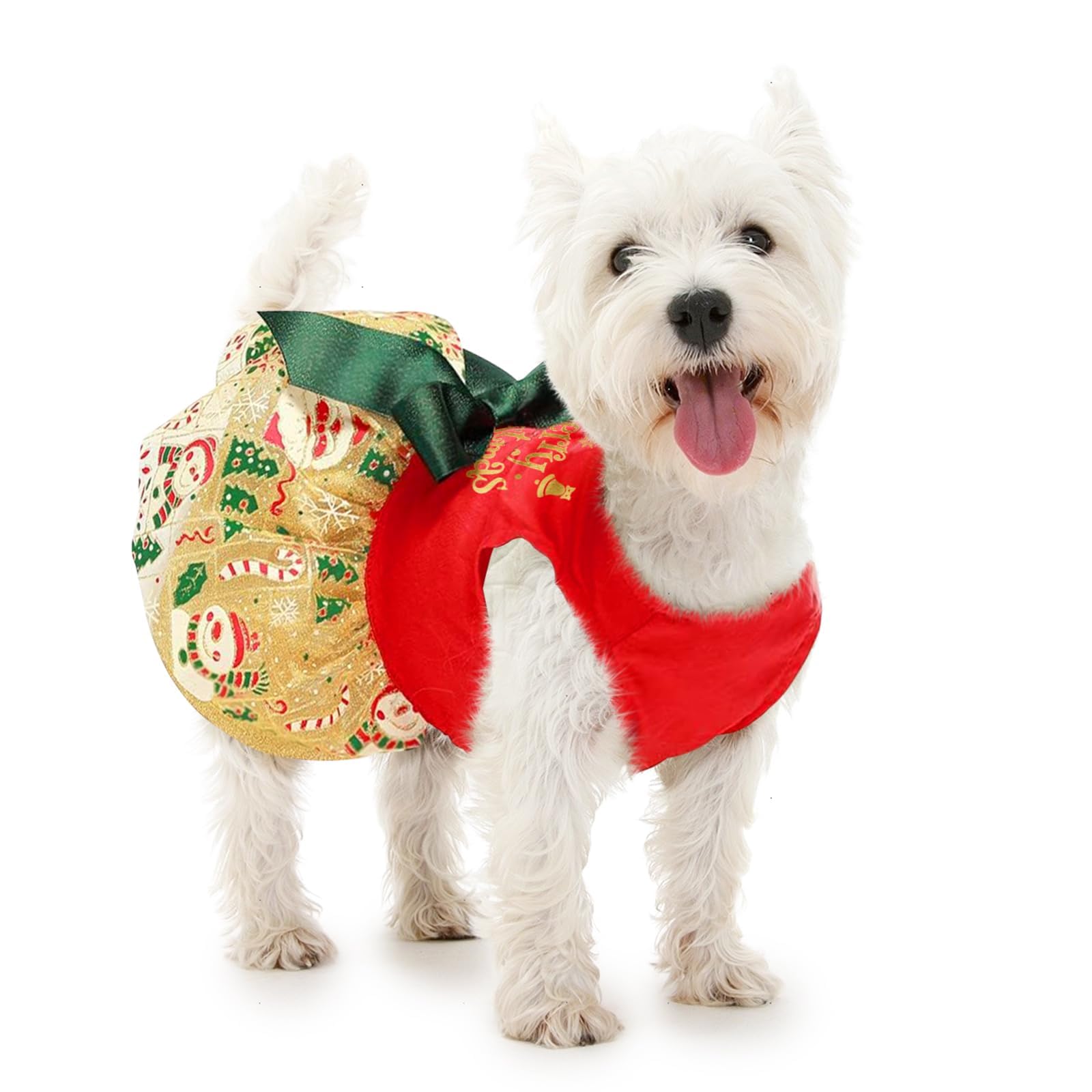 Festive Christmas Dog Dress - Red Tulle Puppy Skirt Holiday Outfit for Small Dogs & Cats | Xmas Pet Apparel for Parties & Family Photos (Large Size)