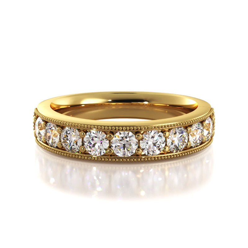 1.0 Carat Round Diamond Milgrain Accent Wedding Band - Elegant Bridal Ring for Engagement, Anniversary & Special Occasions