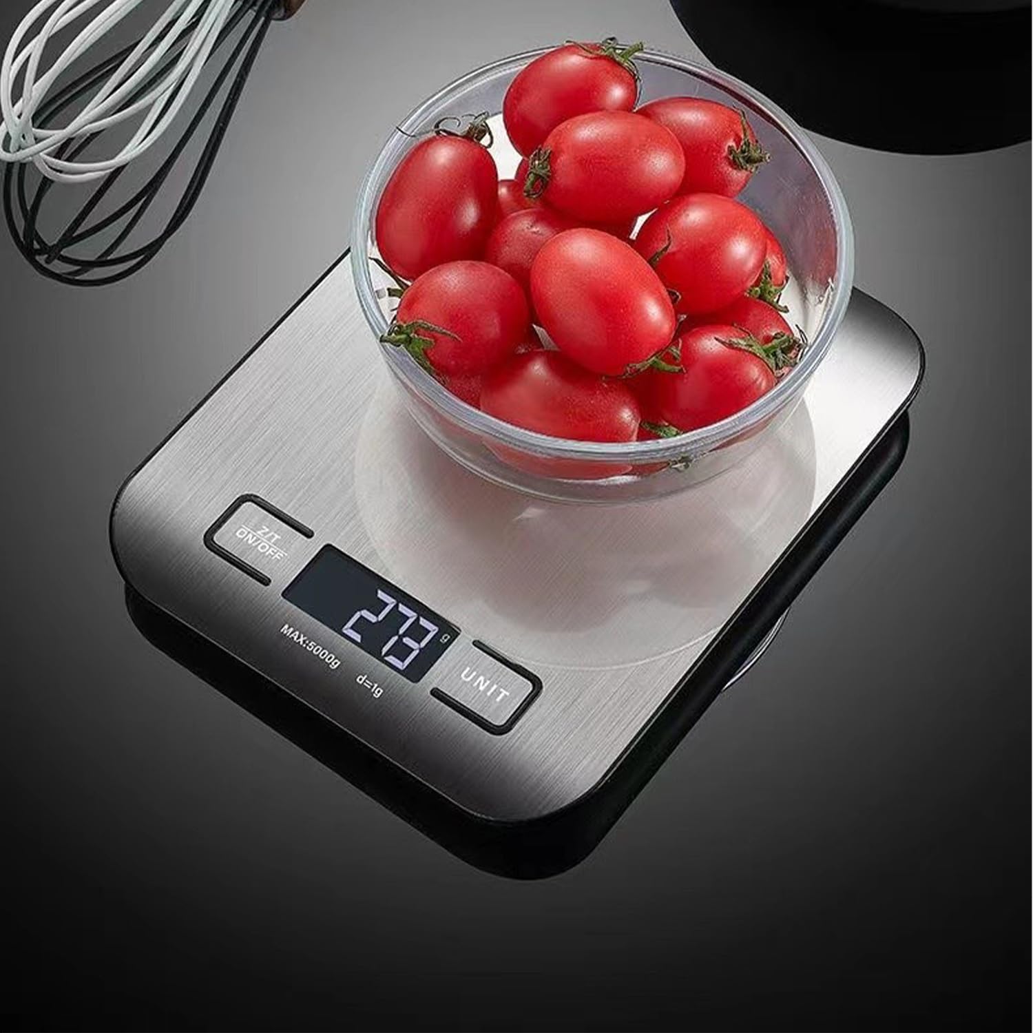 **11 lb Digital Kitchen Scale with Tare Function & Backlit LCD - Precise Food Scale for Baking, Cooking, and Portion Control (Silver, Includes Batteries)**