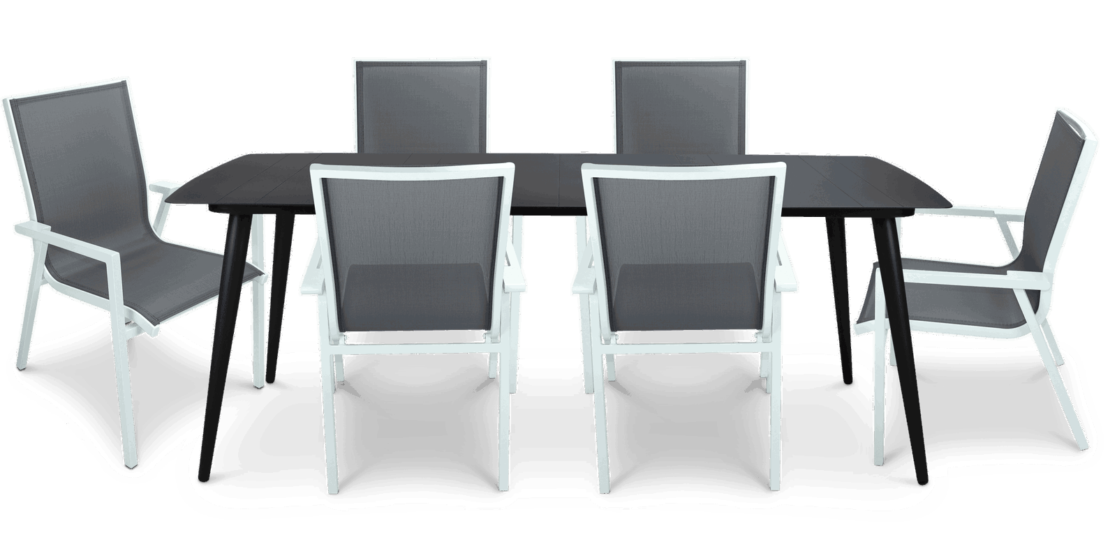 Amalfi Rectangle 7-Piece Outdoor Dining Set in Gunmetal with Aluminum Chairs - Perfect for Patio, Garden, and Backyard Entertaining