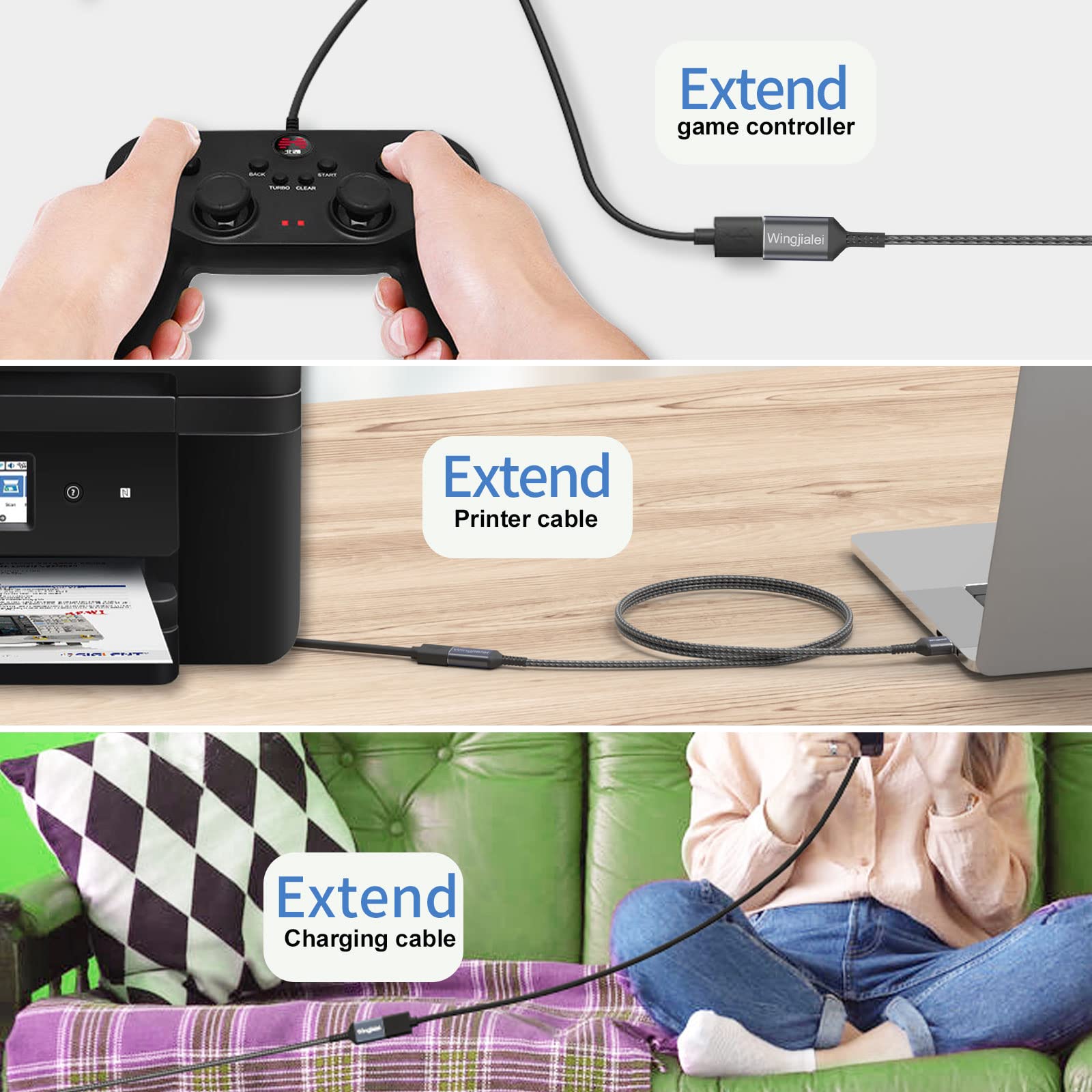USB 3.0 Extension Cable 4FT - High Speed Male to Female USB Extension Cord for Printer, Keyboard, Flash Drive, Hard Drive, Camera, Playstation, Webcam & Projector - Perfect for Home Office, Gaming Setup & Multimedia Devices