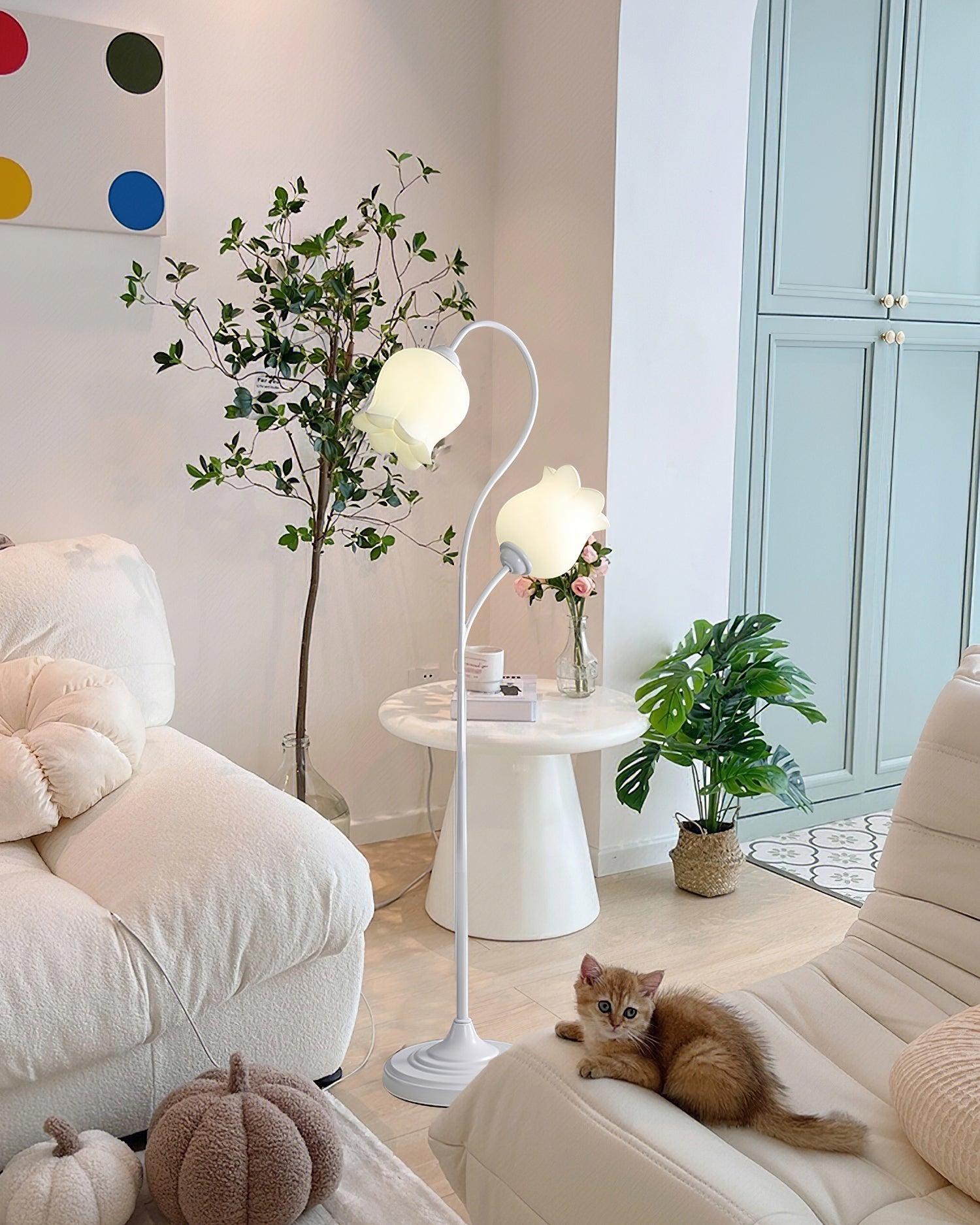 Modern Lilium Floor Lamp for Living Room - Adjustable Brightness LED Standing Light with Remote Control, Perfect for Bedroom, Office, and Reading Corner