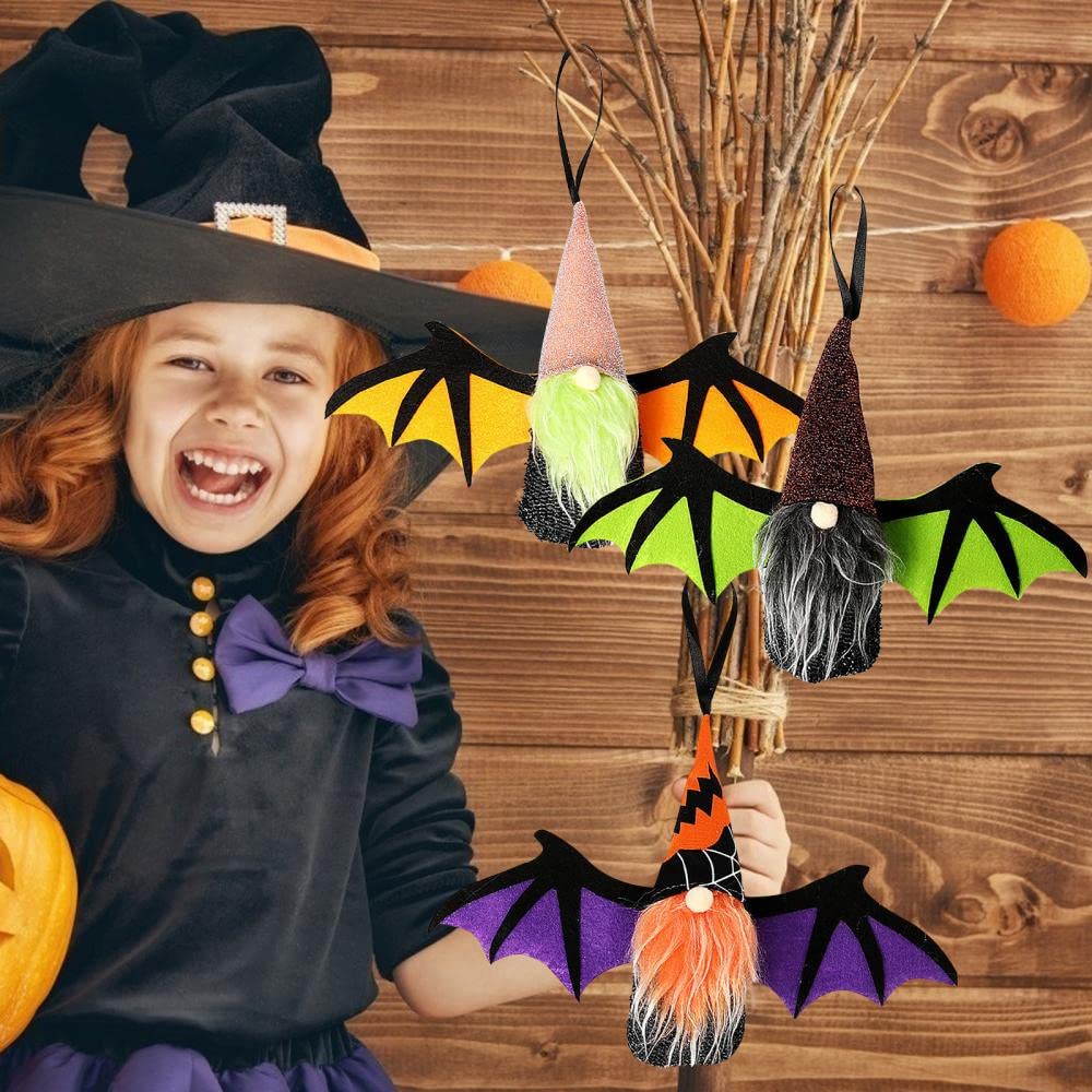 Handmade Halloween Gnomes Decorations - Faceless Witch Plush Doll Ornament for Halloween Home & Party Decor (Orange) | Perfect for Indoor, Outdoor, Mantel & Tabletop Displays
