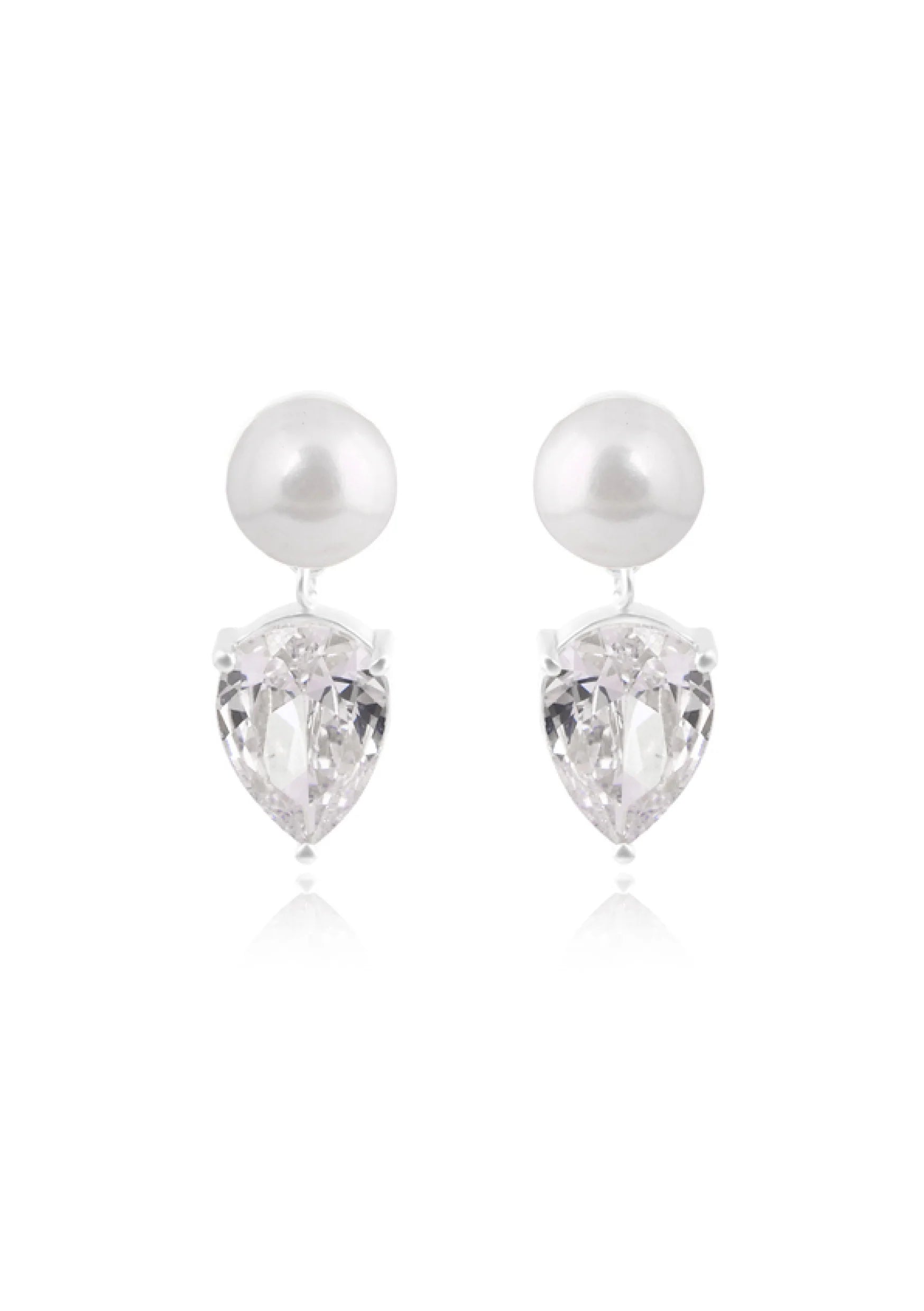 Lola Knight Harper Crystal and Pearl Bridal Drop Earrings - Sterling Silver Wedding Jewelry for Brides, Bridesmaids, and Formal Occasions