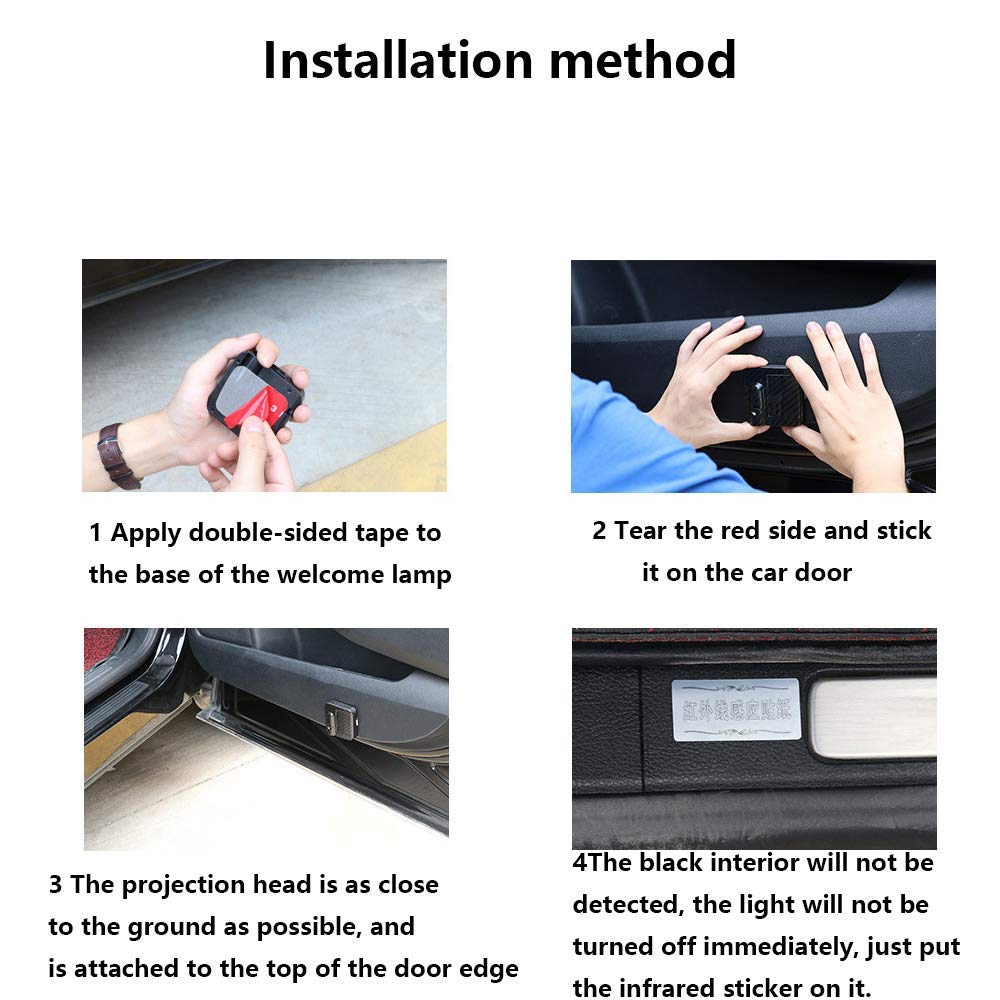LZLRUN 4X Custom Logo LED Projector Lights for Car Door Step - Ghost Shadow Puddle Lights with Plastic Shell - Perfect for Nighttime Welcome & Vehicle Customization