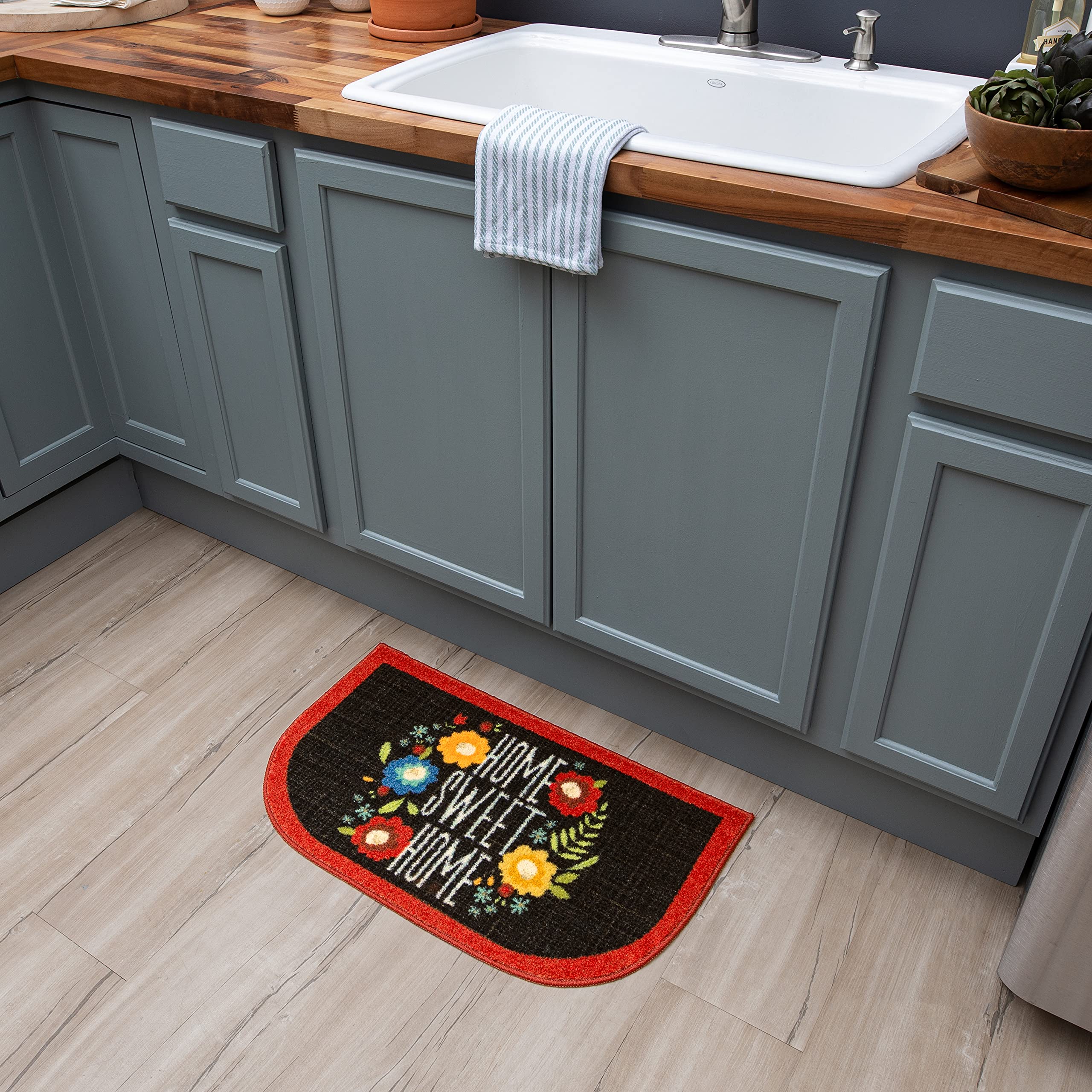 Mohawk Home Kitchen Mat - Home Sweet Flowers Black, 1'6