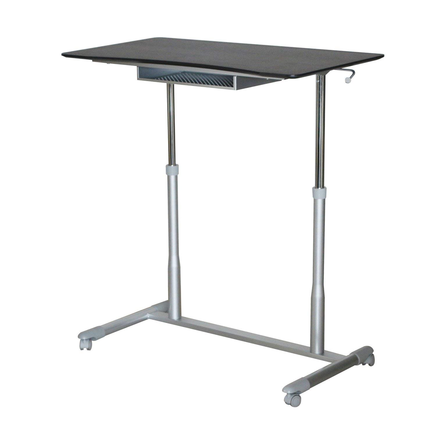 Adjustable Height Standing Desk with Wheels - Ergonomic Mobile Sit Stand Computer Workstation for Home & Office, Perfect for Remote Work and Small Spaces