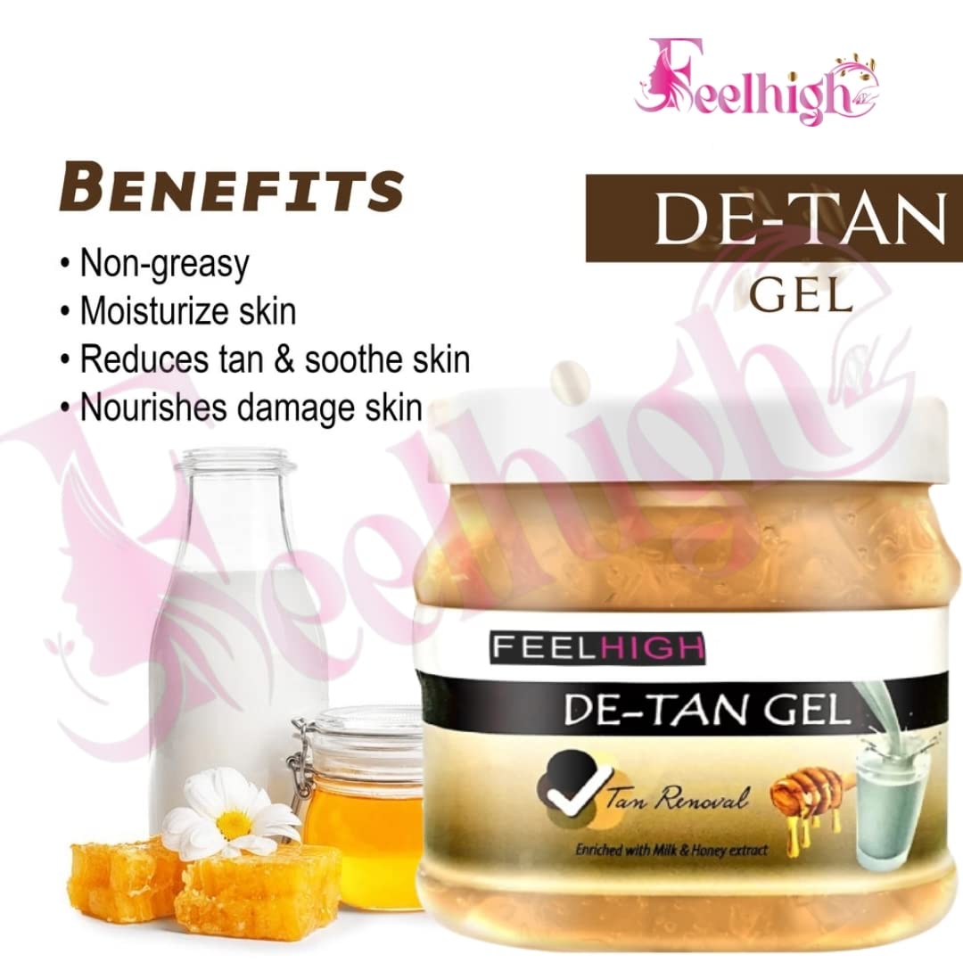 Feelhigh Detan & Hydrate Facial Cream - Milk & Honey Enriched Skin Revitalizer for Tan Removal & Moisturizing - 500ml Jar - Perfect for Daily Skincare & Sun-Damaged Skin Recovery