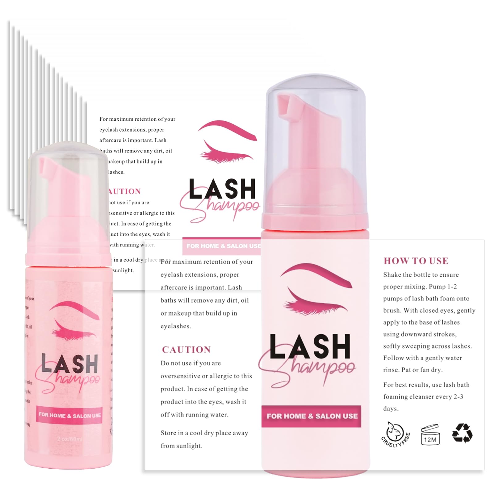 50PCS Waterproof Lash Shampoo Labels - Customizable Eyelash Extension Stickers for Foam Pump Bottles & Lash Bath Wash - Perfect for Salon, Spa & Home Use - Personalize Your Lash Care Products