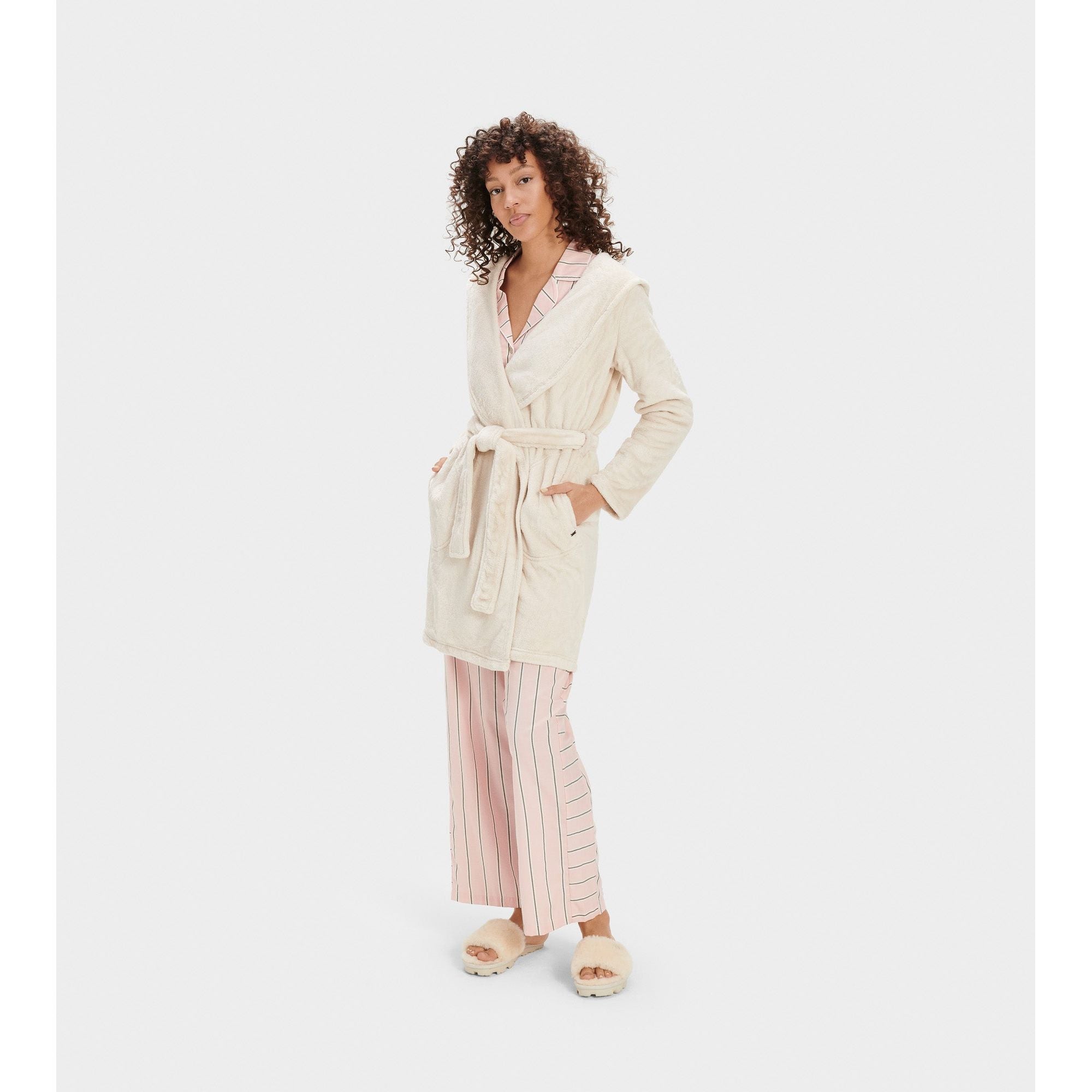 UGG Women's Miranda Fleece Robe - Soft Plush Loungewear in Moonbeam Color | Cozy Homewear for Relaxing Evenings & Spa Days