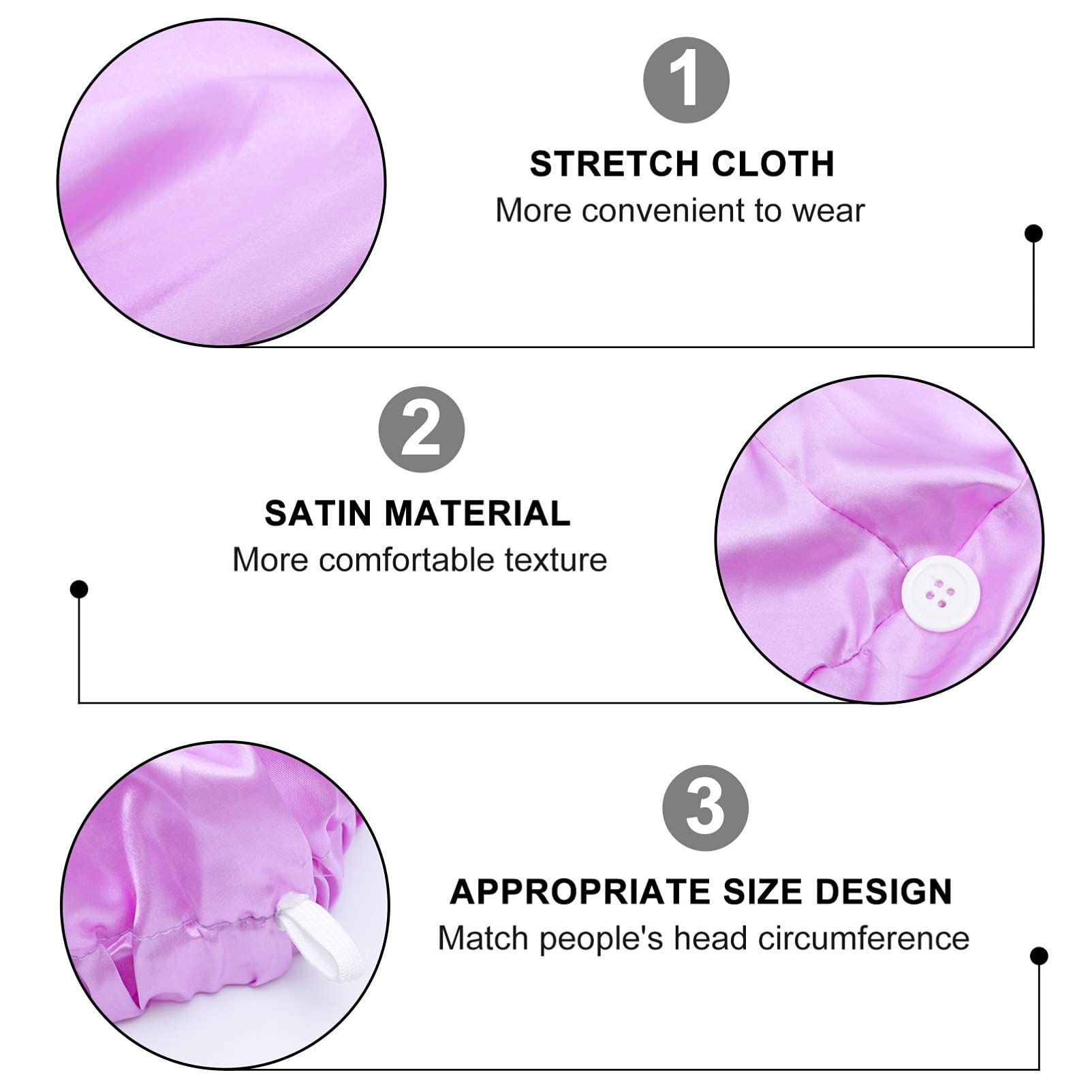 Silk Satin Sleep Cap for Women - Long Hair Bonnet with Adjustable Band, Purple Silk Hair Wrap for Nighttime & Salon Use - Perfect for Dreadlocks, Braids & Natural Hair Protection While Sleeping