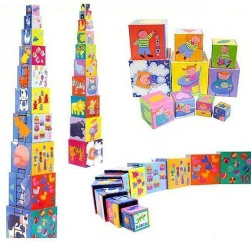 10-Piece Stacking Cubes for Kids - Educational Building Blocks for Toddlers - Perfect for Learning, Playtime & Nursery Decor