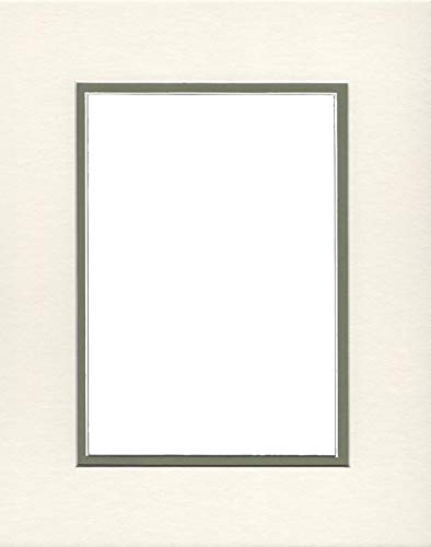 20x24 Double Acid-Free White Core Picture Mats for 16x20 Photos - Cream & Moss Green | Perfect for Framing, Scrapbooking & Home Decor
