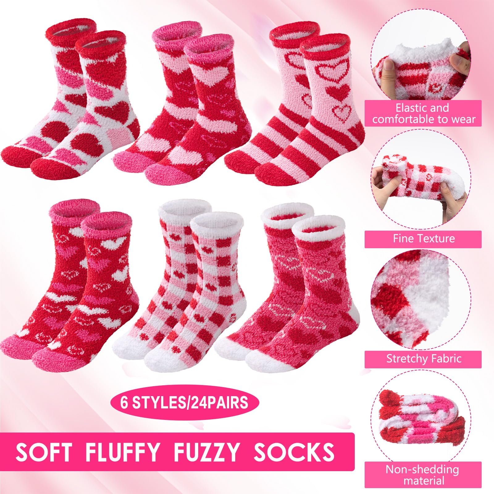 24 Pairs Bulk Fuzzy Socks for Women - Soft Fluffy Cupcake Design Socks - Perfect Gift for Teachers, Colleagues & Friends - Cozy Winter Socks for Home, Office & Lounge Wear