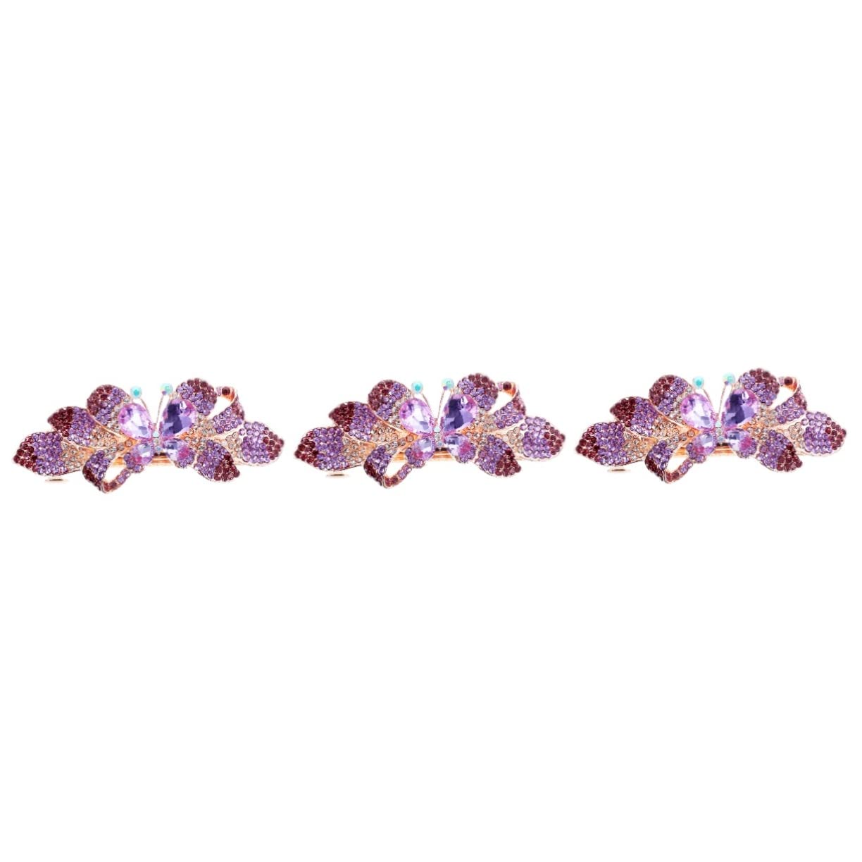 FRCOLOR 3pcs Rhinestone Hair Clips for Women - Sparkling Bow Barrettes for Thick Hair, Wedding Bridal Hair Accessories - Perfect for Bridal Shower, Prom, Party & Special Occasions