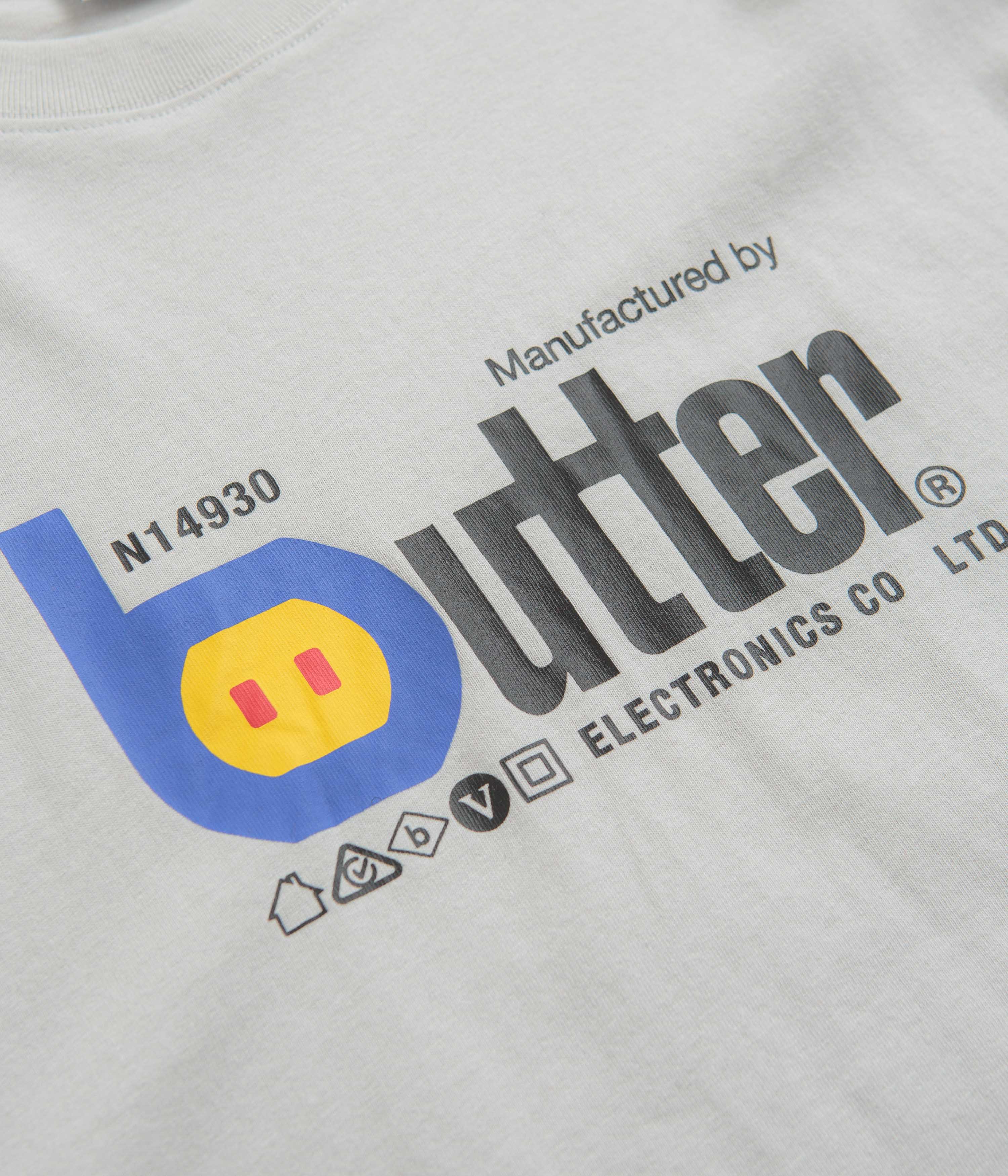 Butter Goods Electronics Graphic T-Shirt - Cement Grey Cotton Tee for Men & Women - Perfect for Casual Wear, Street Style & Tech Enthusiasts