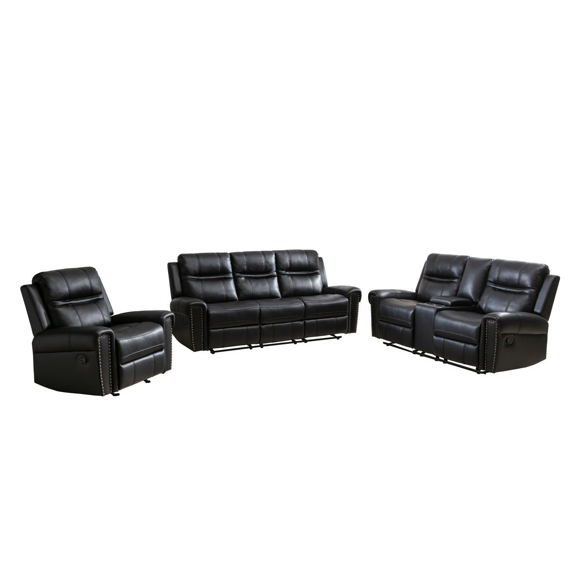Emerson Black Rocker Recliner Chair - Comfortable Leather Living Room Reclining Chair with Footrest - Perfect for Home Theater, Gaming & Relaxation