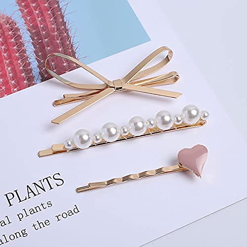 BOTIST Geometric Hollow Metal Hair Clips for Women - Korean Style Barrettes with Pearl Accents (3-Pack) | Perfect for Updos, Braids & Everyday Hairstyles