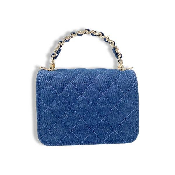 Sparkly Denim Quilted Crossbody Purse for Women - Stylish Black Evening Bag with Rhinestones, Perfect for Parties, Date Nights & Special Occasions