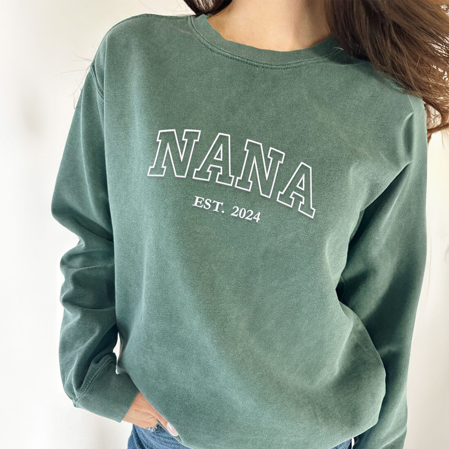 Comfort Color® Embroidered Nana Shirt with Grandkids Names - Personalized Grandma Gift for Mother's Day, Birthday & Family Reunions