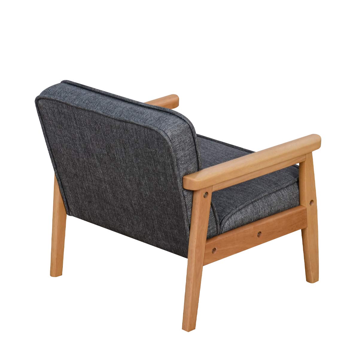 Kids Upholstered Armchair with Solid Wood Frame & Linen Fabric - Toddler Reading Chair, Playroom Seating, Nursery Decor Gift (Dark Grey, Light Grey)