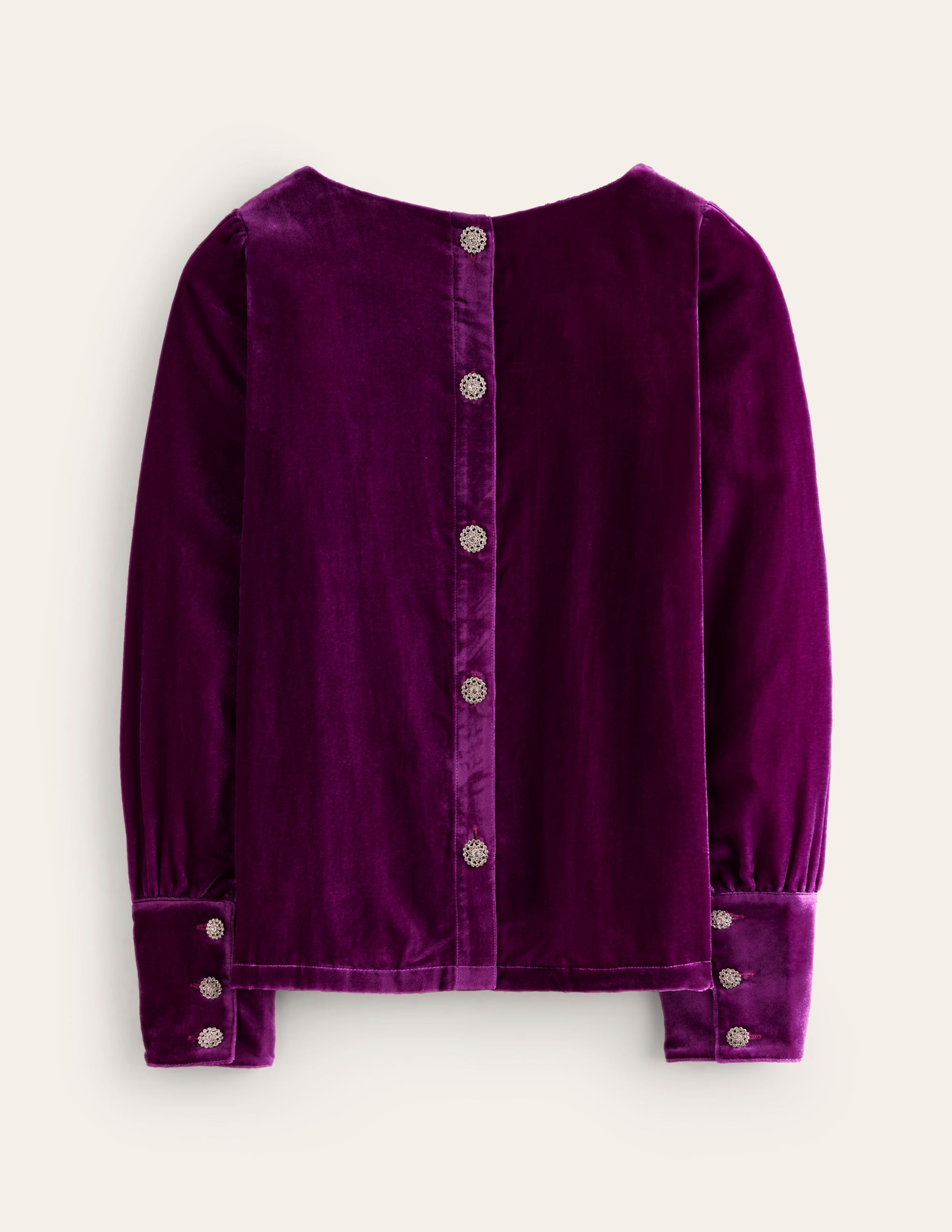 Regal Purple Velvet Button Back Top for Women - Elegant Blouse for Parties, Dates & Special Occasions