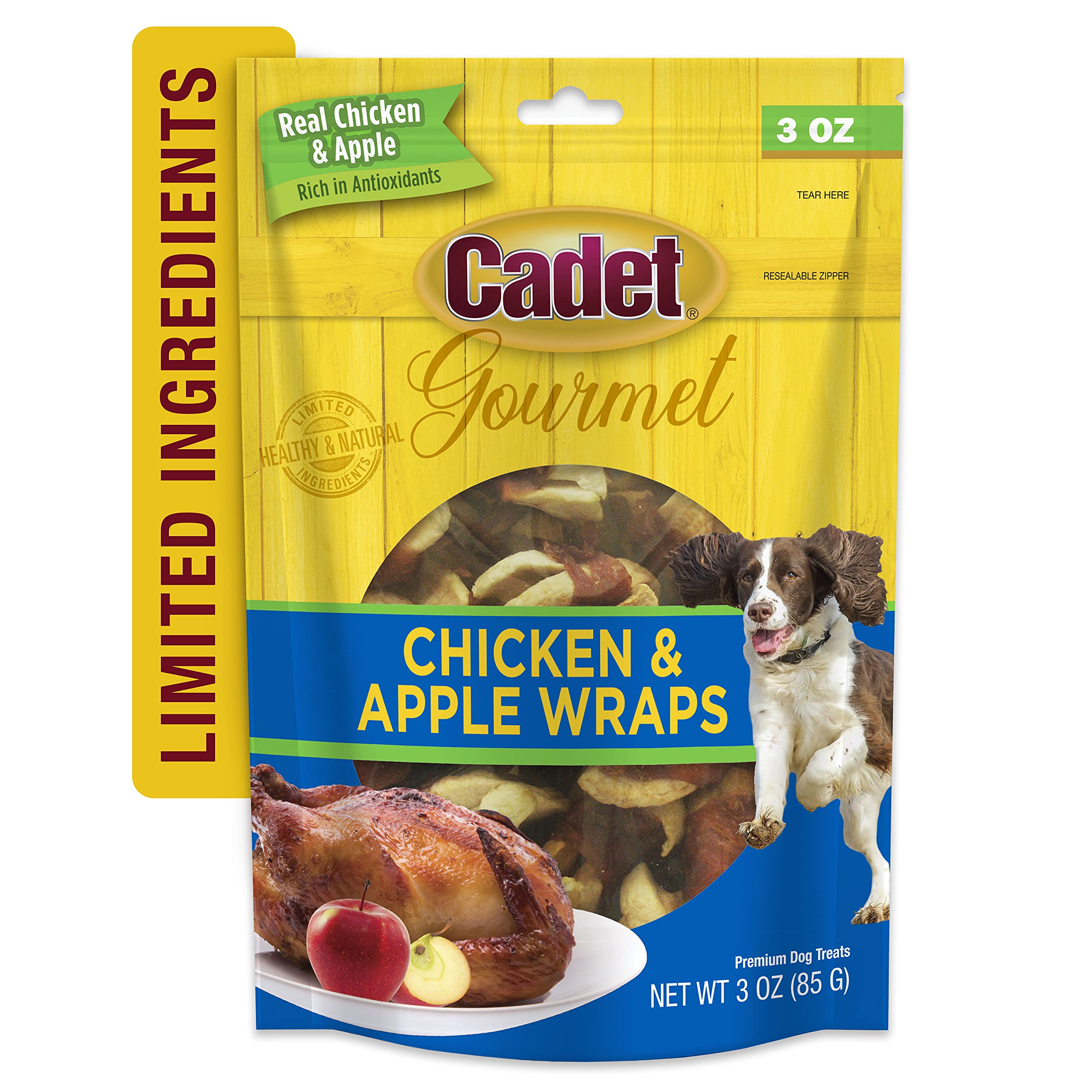 Premium Chicken & Apple Wrapped Dog Treats - All-Natural Training Snacks for Small & Large Breeds - USA Inspected & Tested (3 oz) - Perfect for Obedience Training & Reward-Based Learning