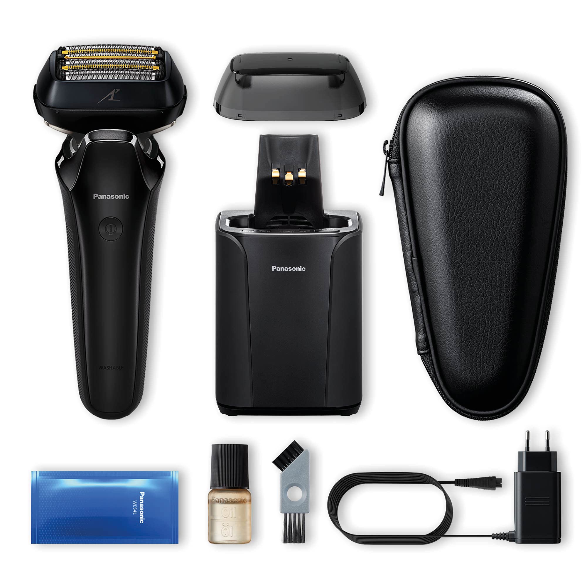 Panasonic ES-LS9A Men's Electric Shaver - 6-Blade Wet/Dry Rotary Razor with Cleaning & Charging Station - Smooth Shaving for Sensitive Skin - Perfect for Travel & Daily Grooming Routine
