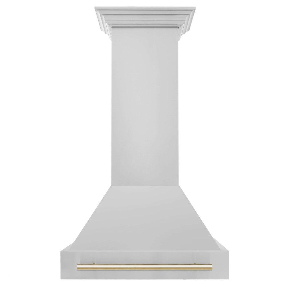 ZLINE Autograph Edition 30 Inch Stainless Steel Range Hood - Professional Kitchen Vent Hood with Stainless Steel Shell & Accent Handle (Model 8654STZ 30) - Perfect for Modern Kitchens, Restaurants & Open Concept Homes