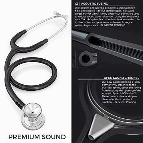 MDF ProCardial Cardiology Stethoscope - Dual Head Stainless Steel Adult Stethoscope with White Tube & PerlaNoire Chestpiece (MDF797PN29) | Ideal for Doctors, Nurses, Medical Students & Healthcare Professionals