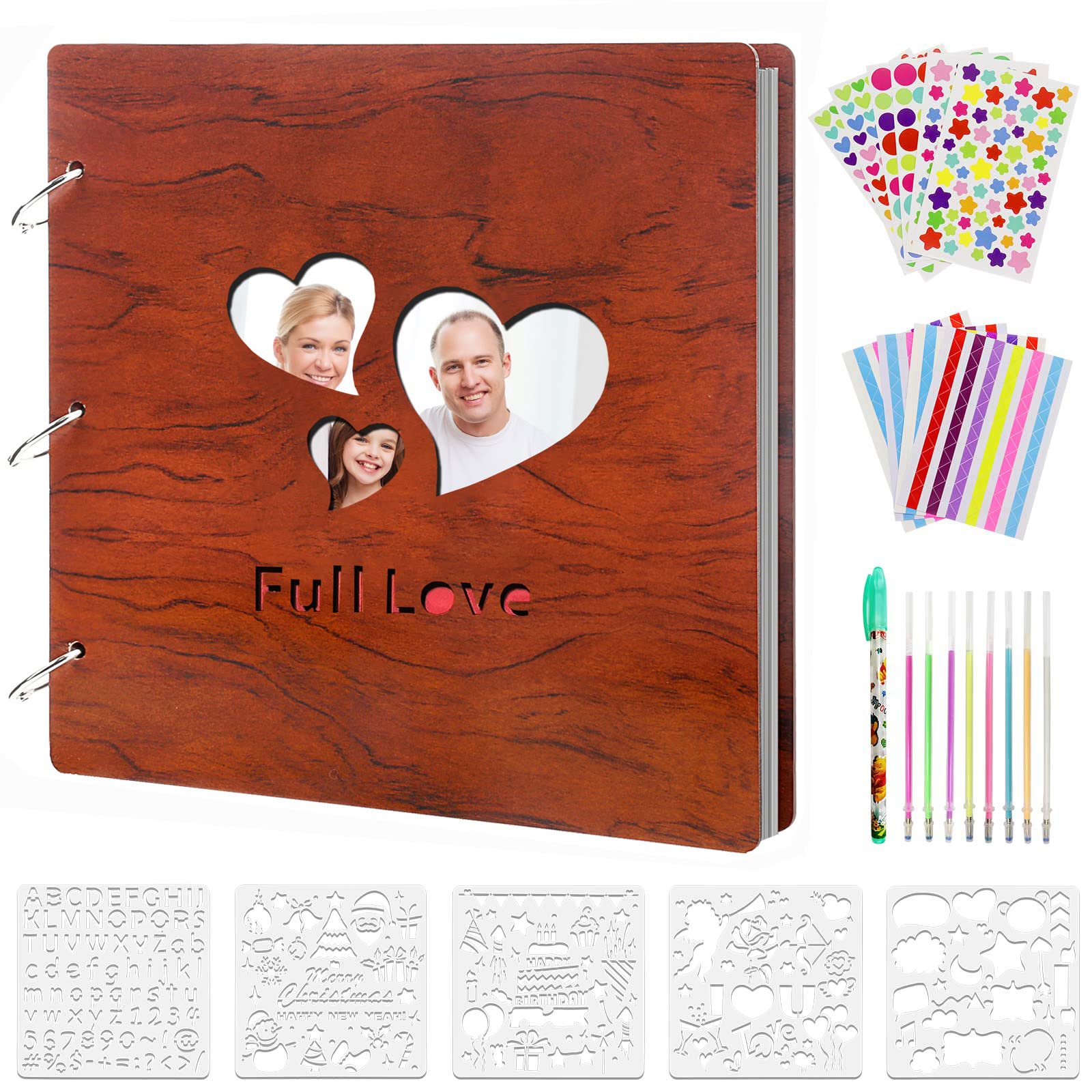 ZEEYUAN Wooden Scrapbook Album - 10.6x10.6 Inch Memory Book for Couples, Wedding Guest Book & Anniversary Journal with 60 Pages | Perfect for Wedding Gifts, Anniversary Keepsakes & Photo Preservation