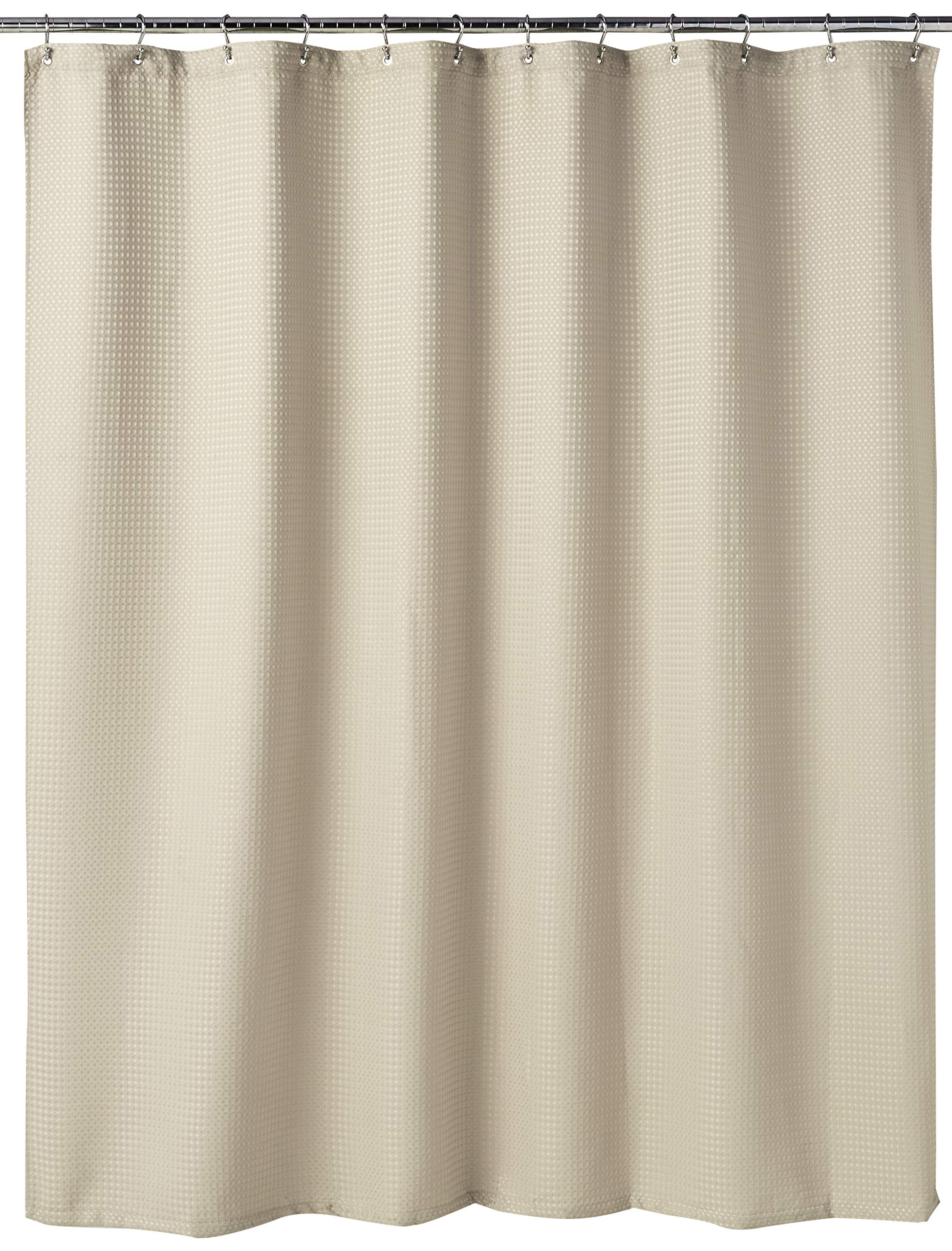 Luxury Waffle Weave Shower Curtain 70x72 Inches - Honeycomb Textured Hotel Collection Spa Bathroom Decor in Beige (WHCWSCBE) for Bathroom, Guest Room & Spa Retreat