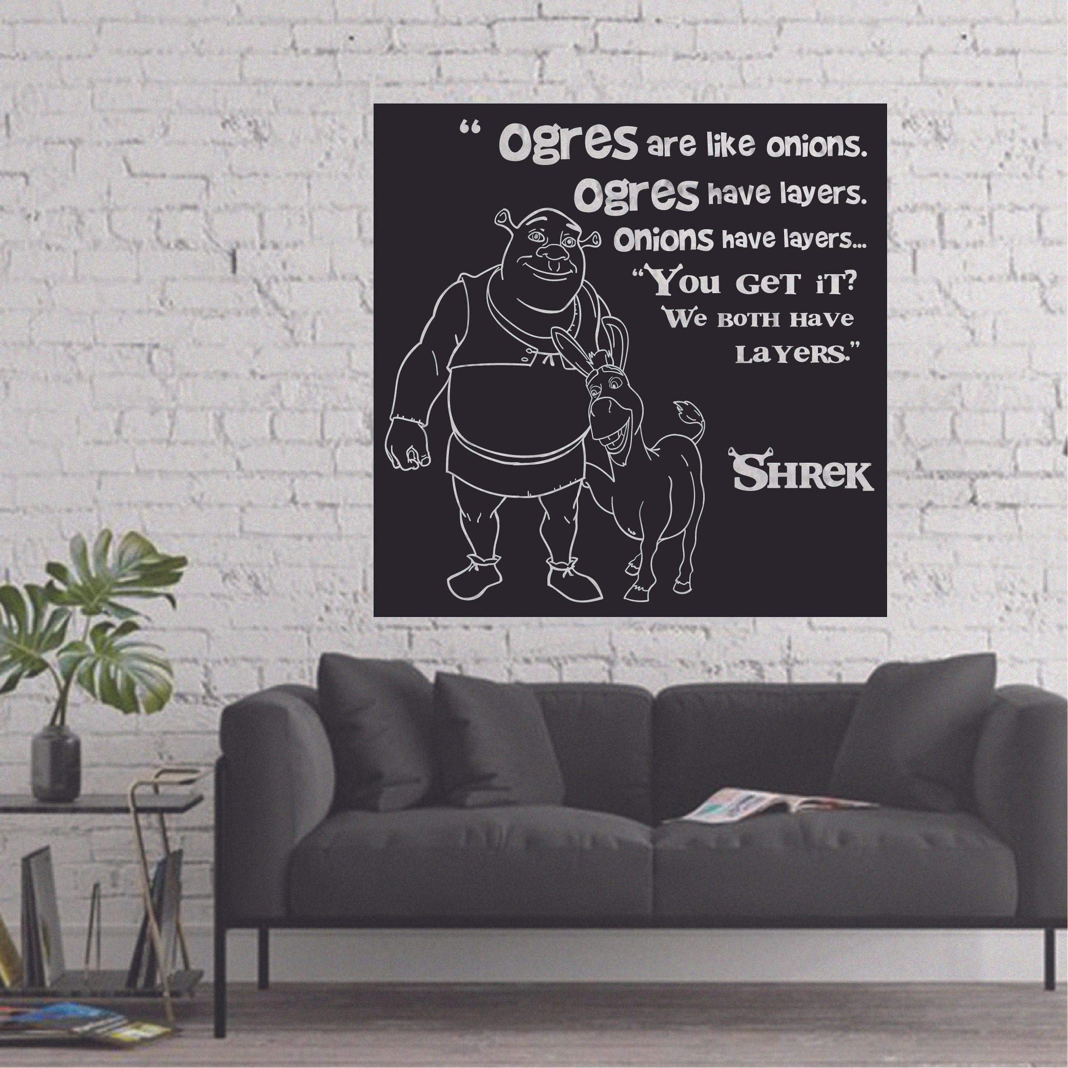 Shrek Quote Vinyl Wall Decal - 'Ogres Have Layers' Funny Wall Art Sticker (20x20 Inch) - Perfect for Kids Room, Nursery, Kindergarten & Home Decor