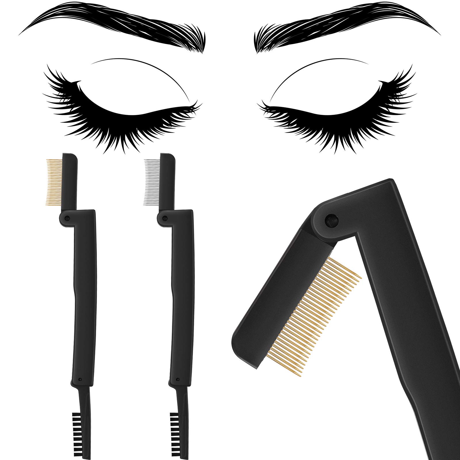 2 Pack Dual-Sided Eyelash Comb & Eyebrow Grooming Tool - Professional Mascara Applicator & Lash Separator for Flawless Makeup - Perfect for Home, Salon & Travel Beauty Kits