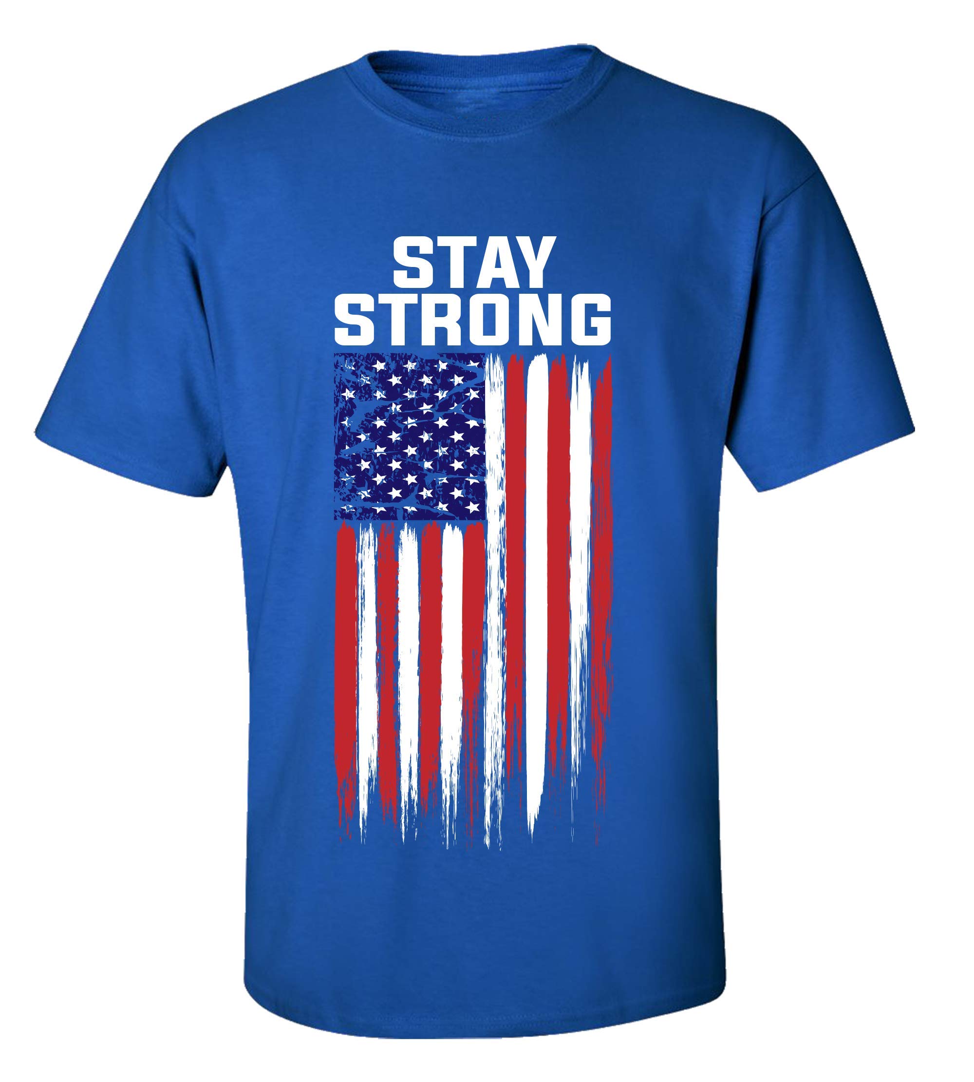 American Flag Patriotic Short Sleeve Unisex T-Shirt - Royal Blue - XL | Comfortable Casual Wear for 4th of July, Veterans Day & Everyday Pride