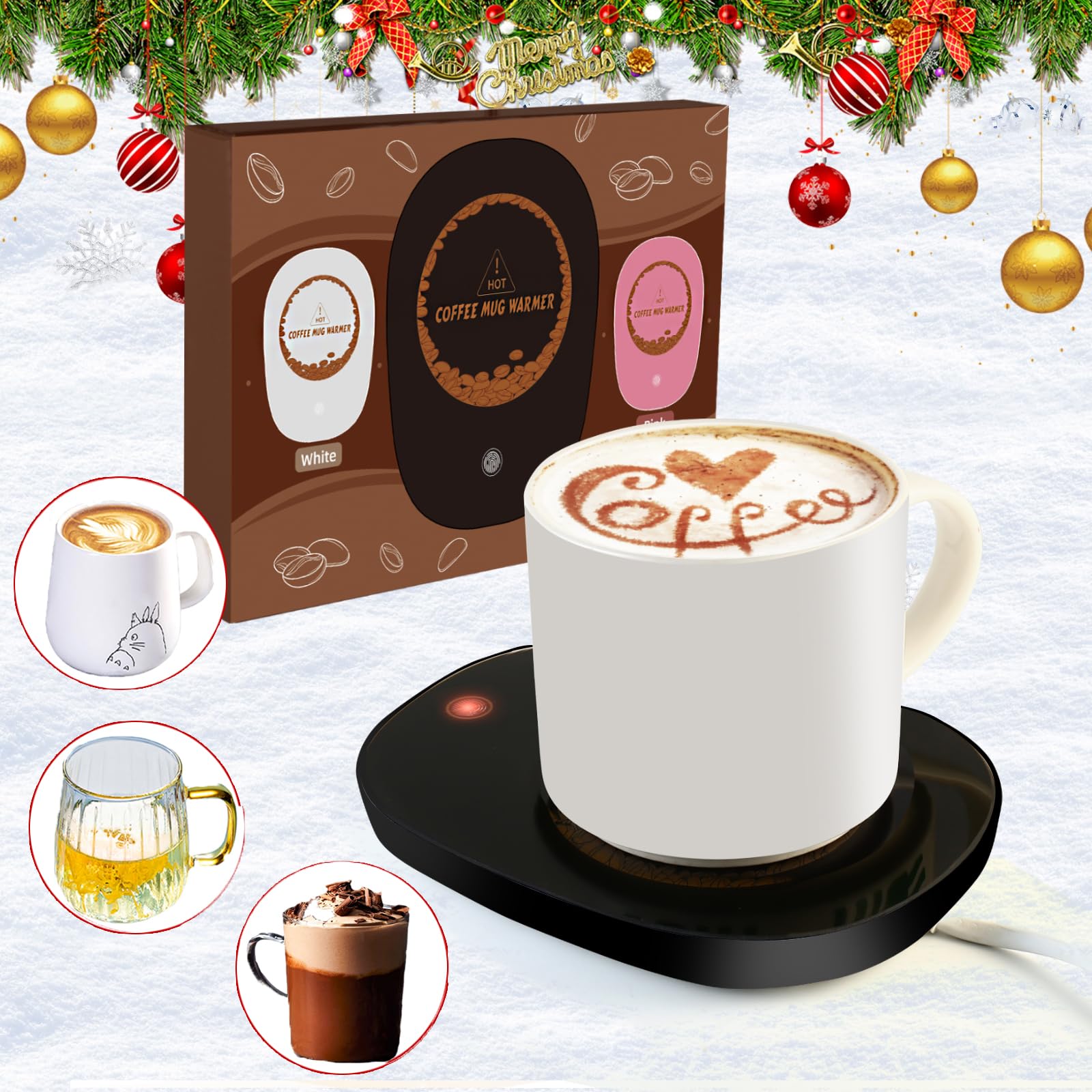 3-Temperature Adjustable Coffee Warmer for Desk - USB-Powered Mug Warmer for Office, Home & Travel - Perfect for Keeping Coffee, Tea & Beverages Hot All Day