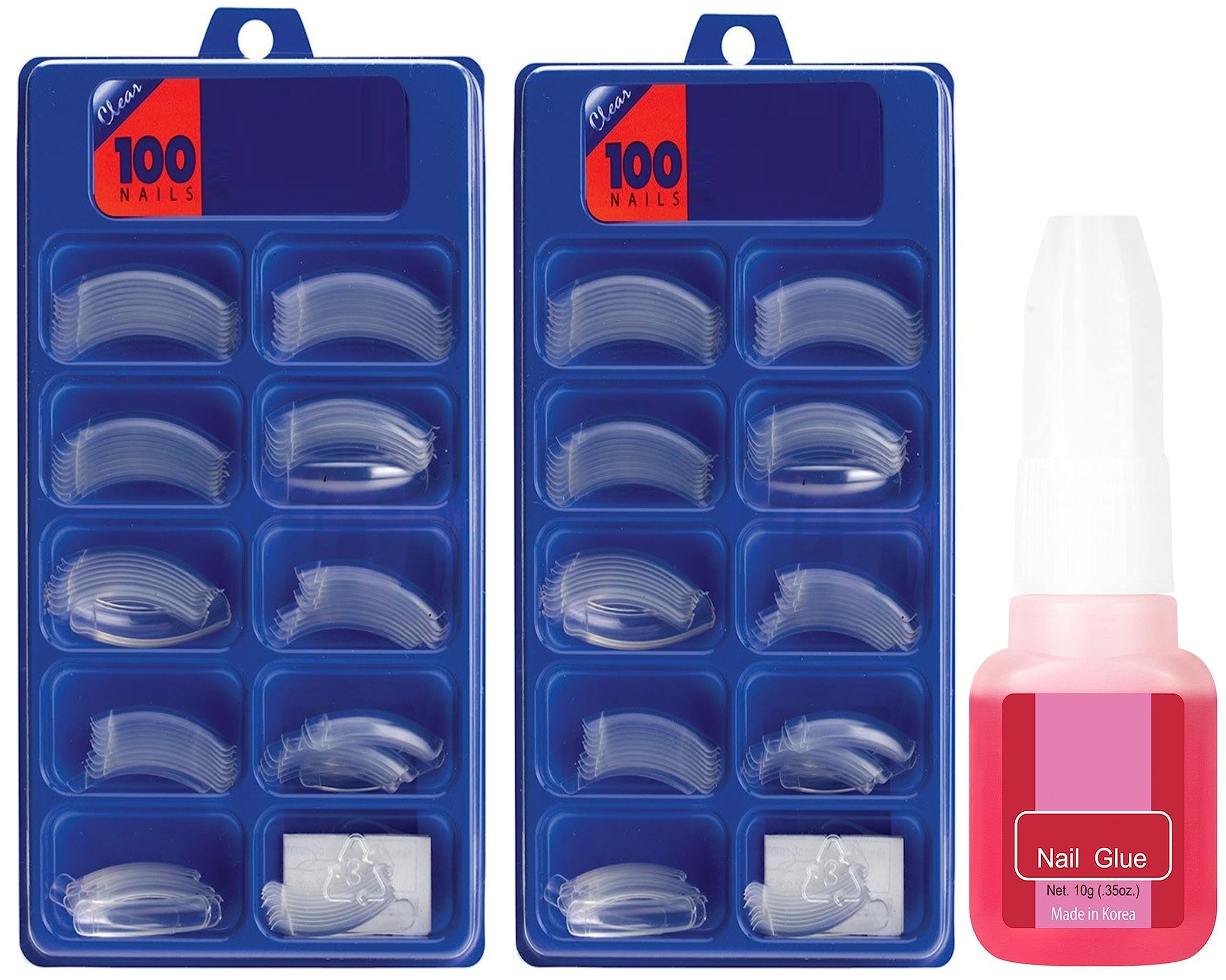 HUDANAILS 200Pcs Acrylic Transparent Fake Nails Set with Reusable Nail Glue - Long Lasting Artificial Nails for Women, Salon Quality Press On Nails for Parties, Weddings & Special Occasions