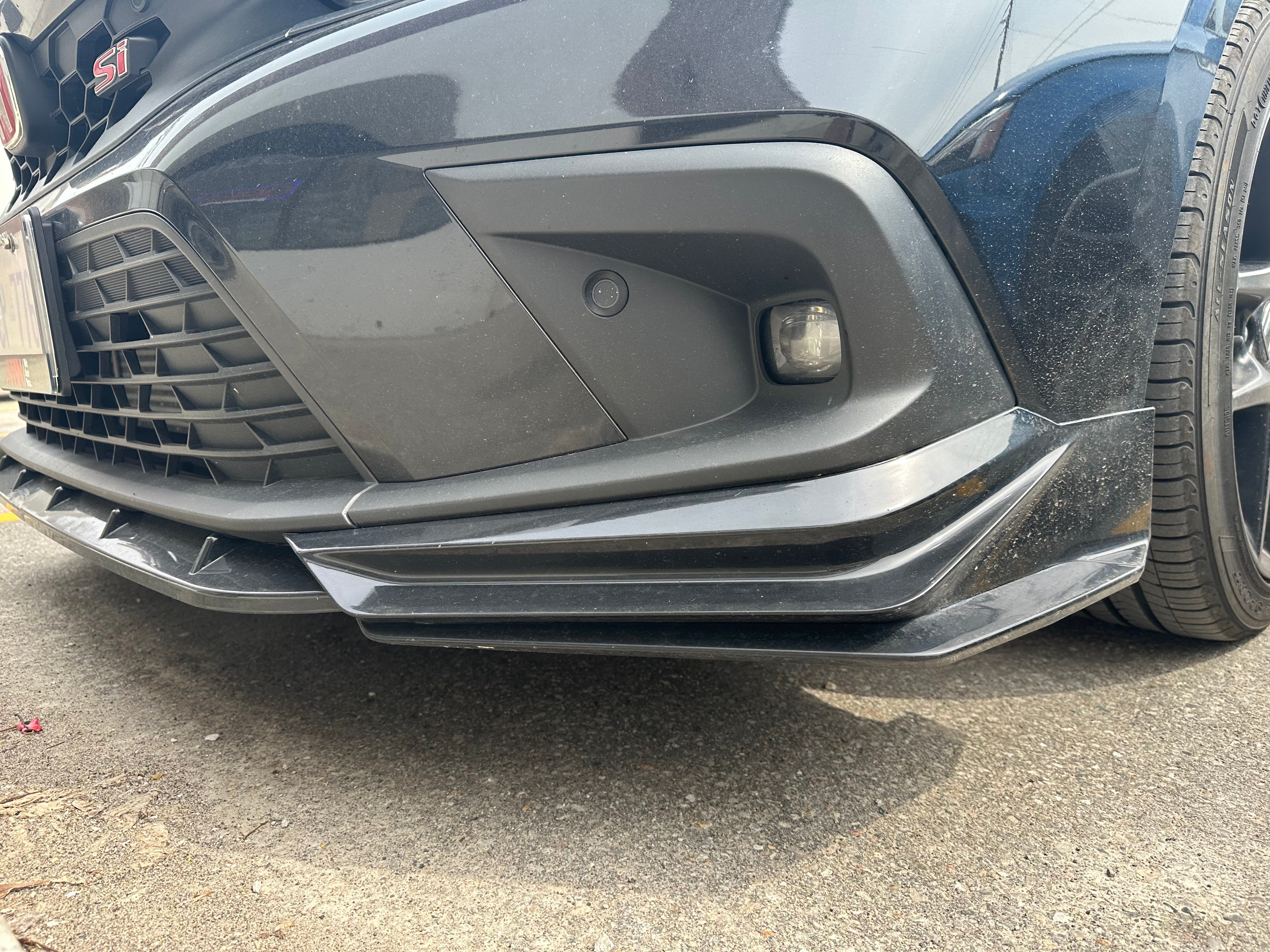 2022-2025 Honda Civic Sedan & Hatchback Front Bumper Lip Spoiler - Matte Black Unpainted PP Material | Enhances Aerodynamics & Sporty Look | Perfect for Street Racing & Car Shows