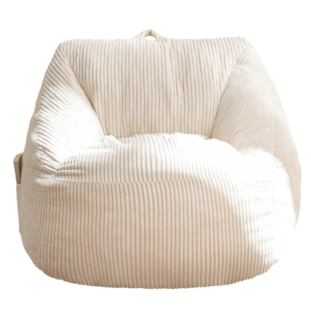 MAXYOYO Kids Bean Bag Chair - Soft Corduroy Gaming Chair with Handle & Storage Pocket for Boys & Girls - Perfect for Reading, Relaxing & Playroom Decor - Beige