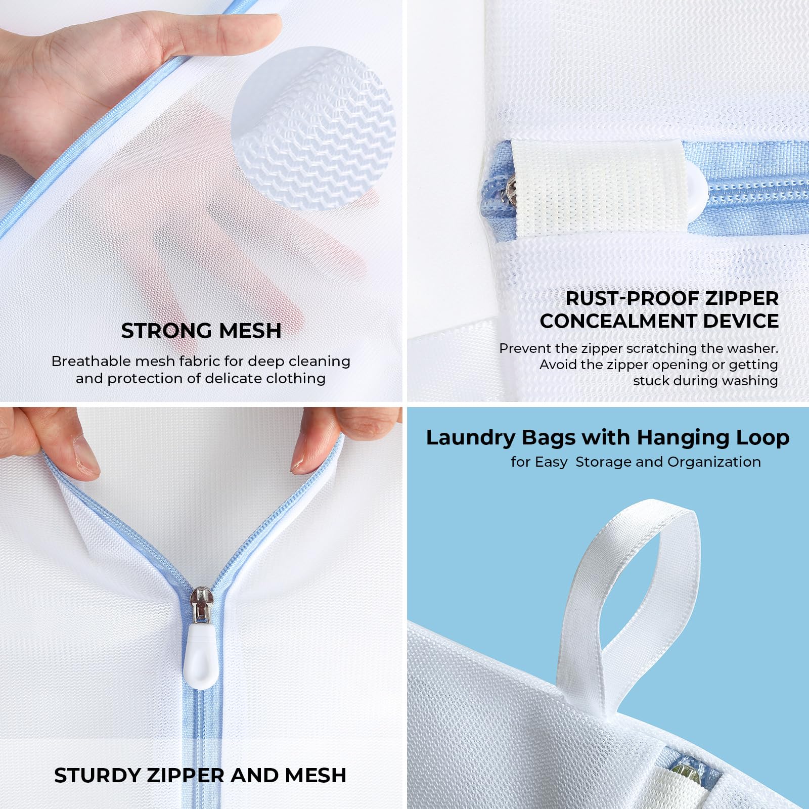 4 Pack Mesh Laundry Bags for Delicates - Heavy Duty Zippered Wash Bags for Bras, Lingerie & Delicate Clothing - Machine Washable Garment Protector for Travel, Gym & Home Use