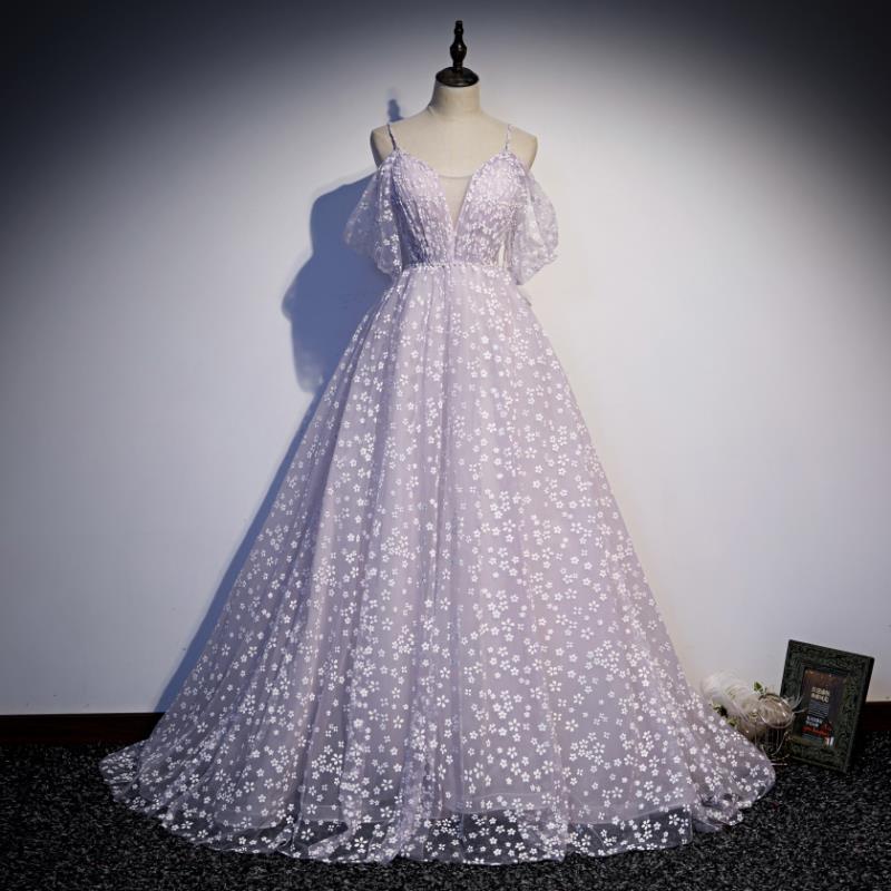 Elegant Off Shoulder Purple Tulle Prom Dress - Long Evening Gown for Birthday Party, Homecoming, Quinceanera & Special Occasions