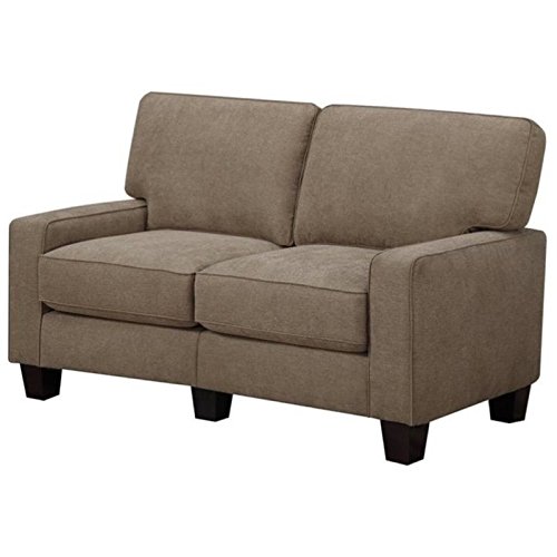 Fawn Tan Loveseat with Pillows - Cozy Fabric Sofa for Living Room