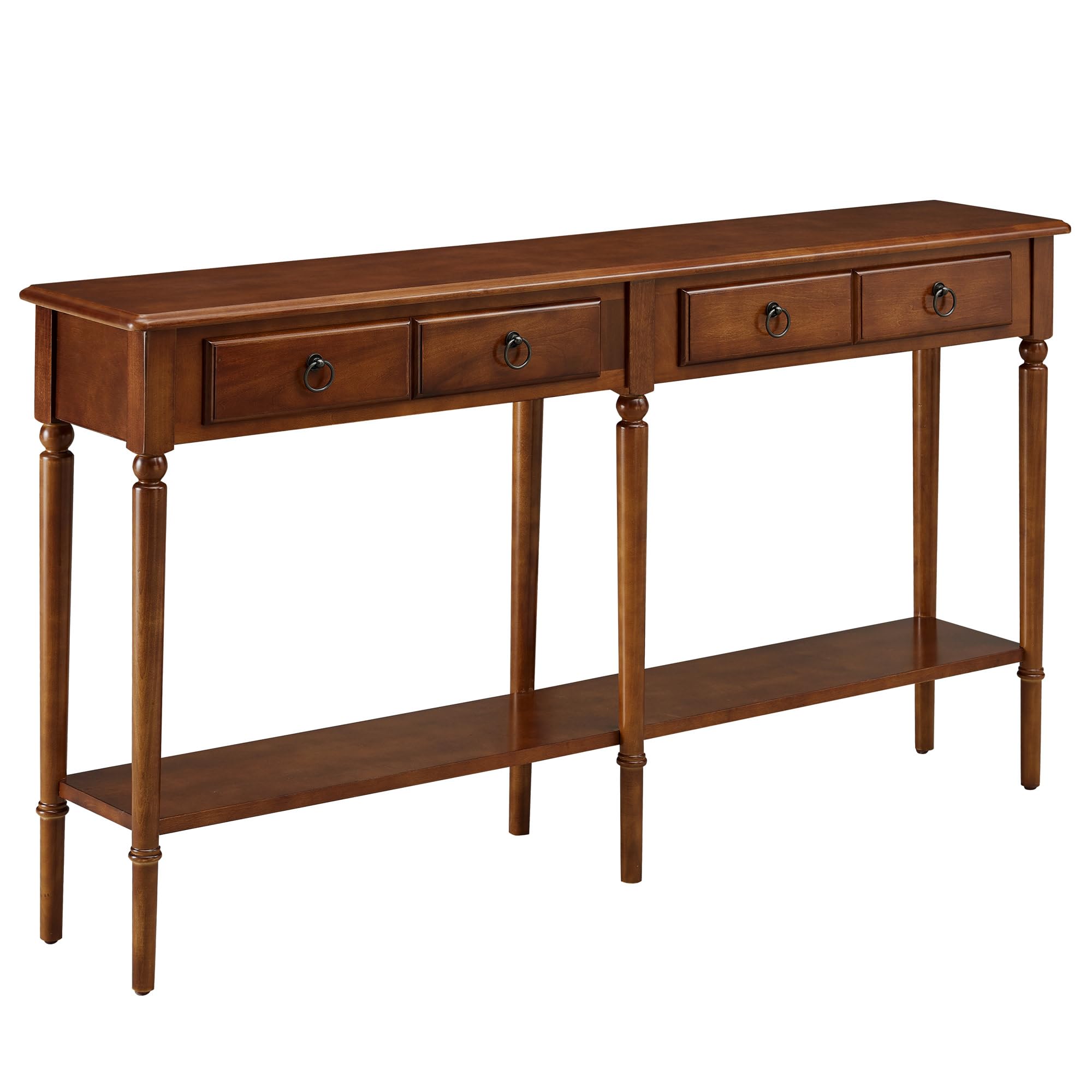Leick Home Coastal Solid Wood Console Table with Shelf and Drawers - Rich Pecan Brown Entryway Table - Perfect for Hallways, Living Rooms & Home Decor (20028-PC) - Ideal for Farmhouse, Coastal & Modern Interior Design Styles